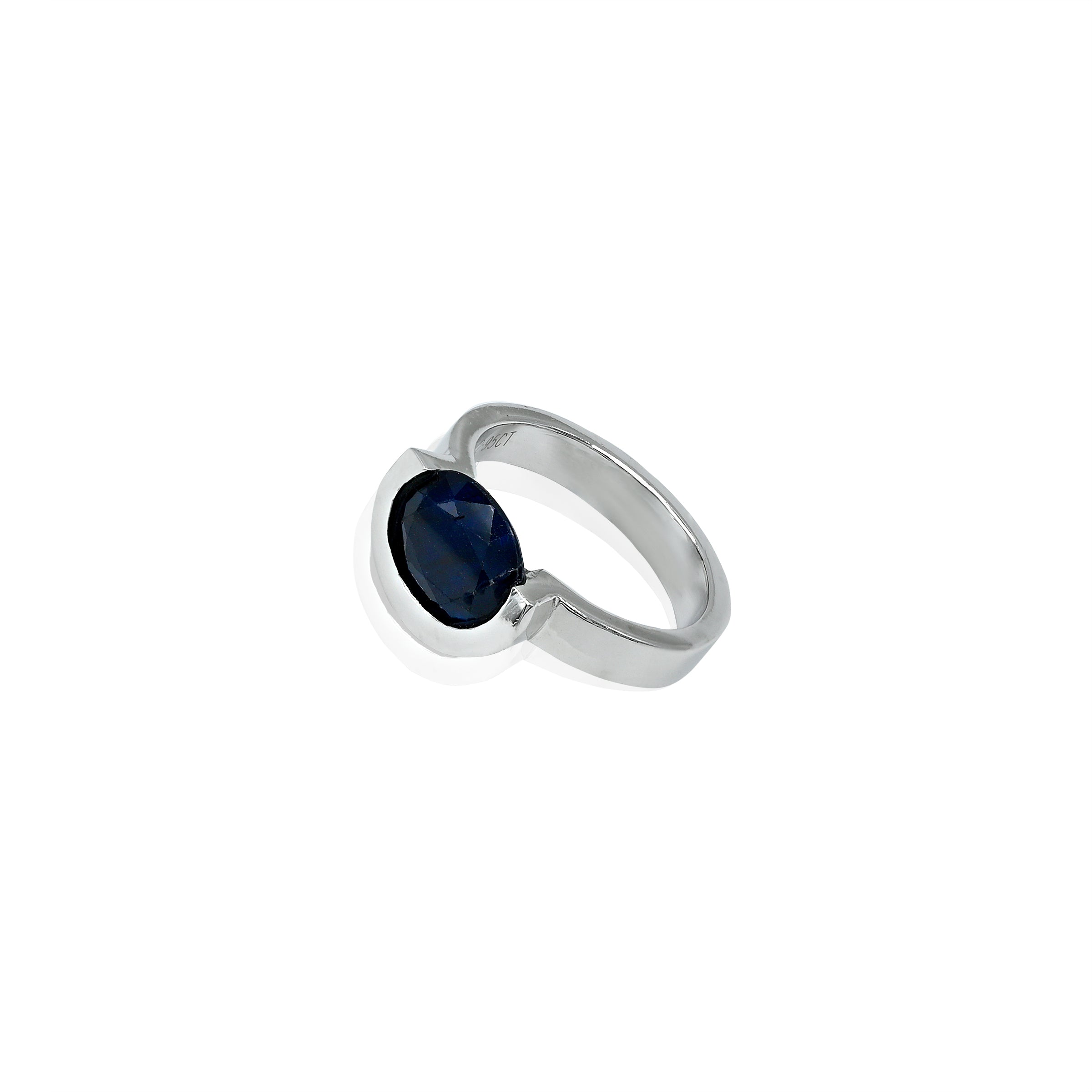 Natural Blue Sapphire(Neelam) 2.95ct(3.25 Ratti) Faceted Oval Cut Ring