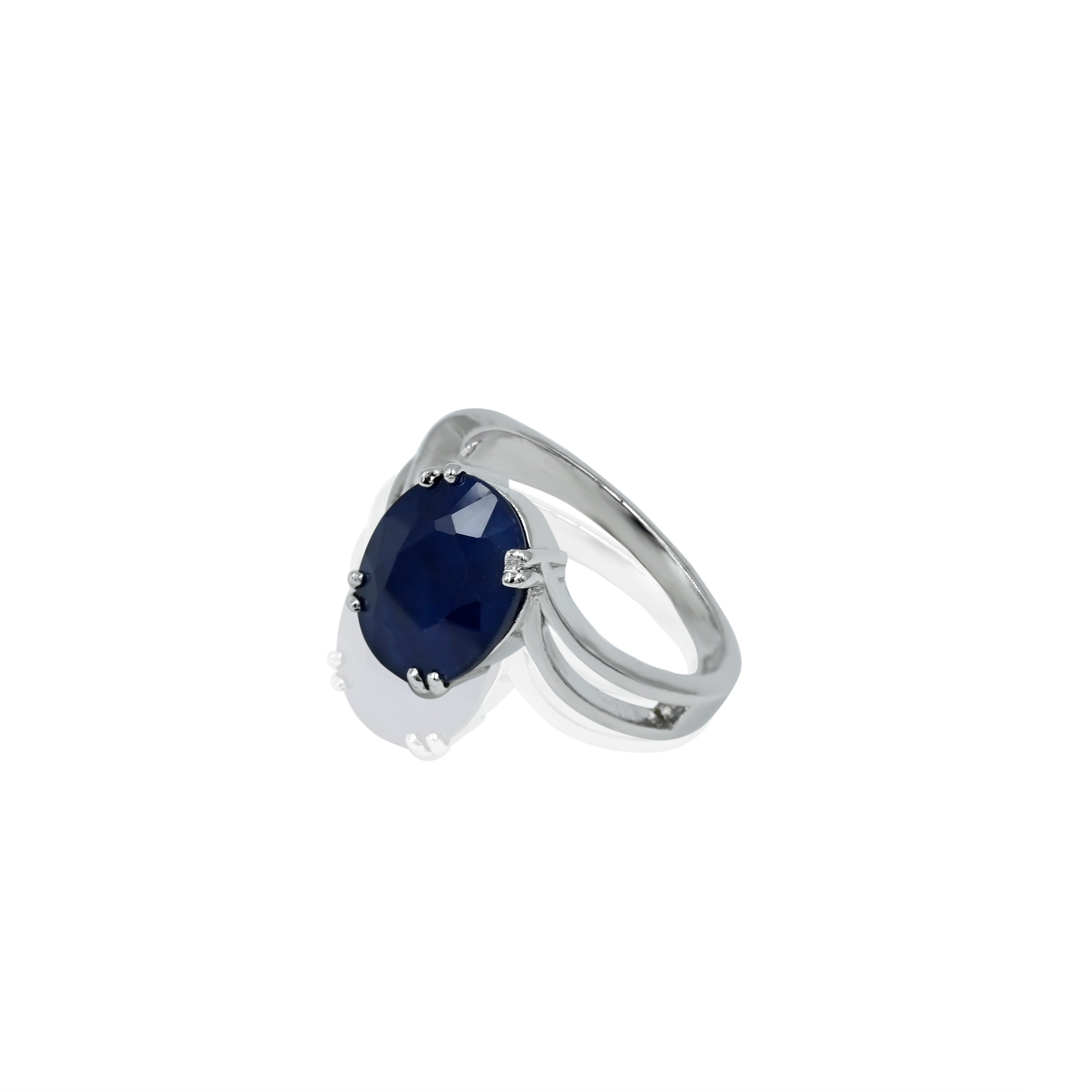 Natural Blue Sapphire(Neelam) 4.15ct(4.57 Ratti) Faceted Oval Cut Ring
