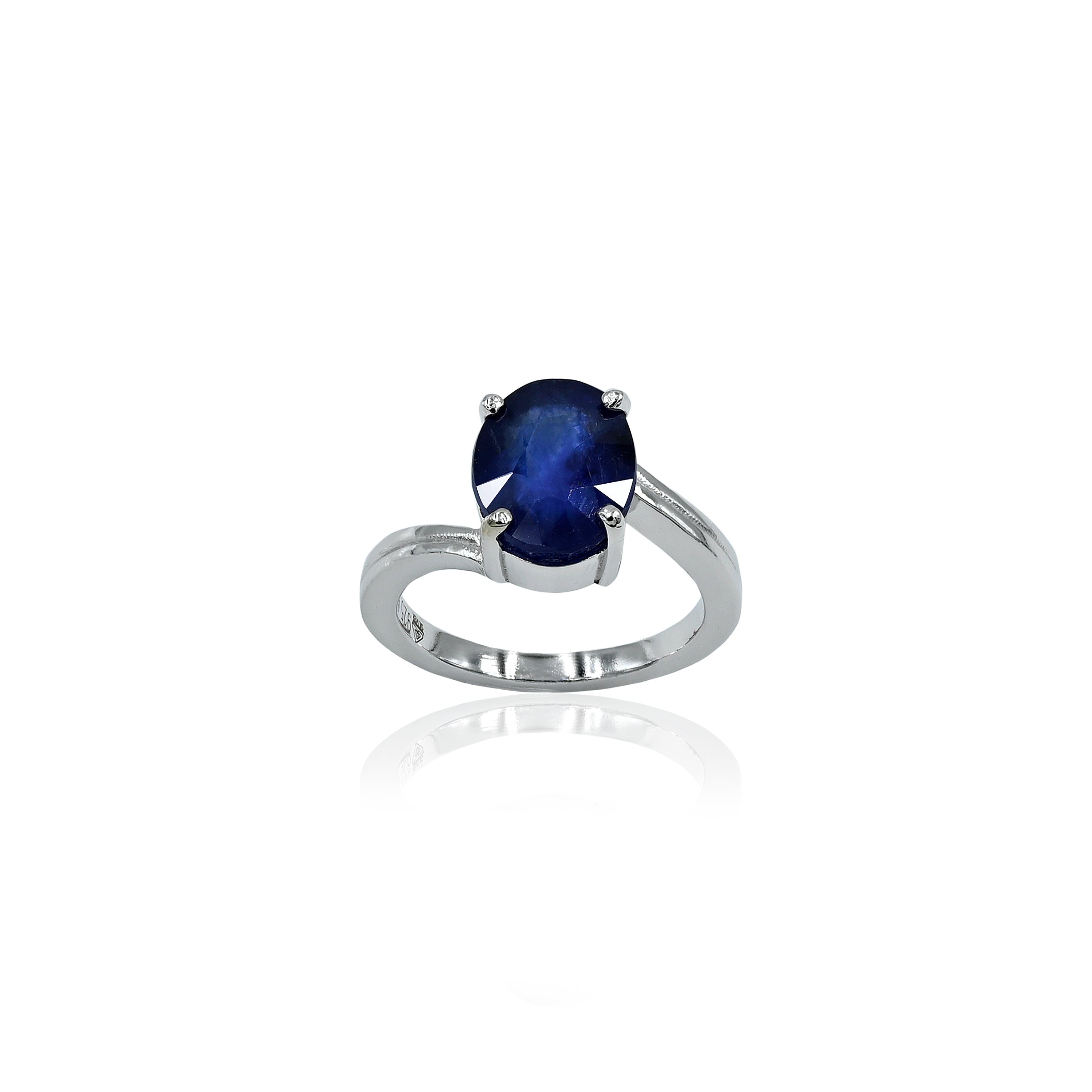Natural Blue Sapphire(Neelam) 4.45ct(4.90 Ratti) Faceted Oval Cut Ring