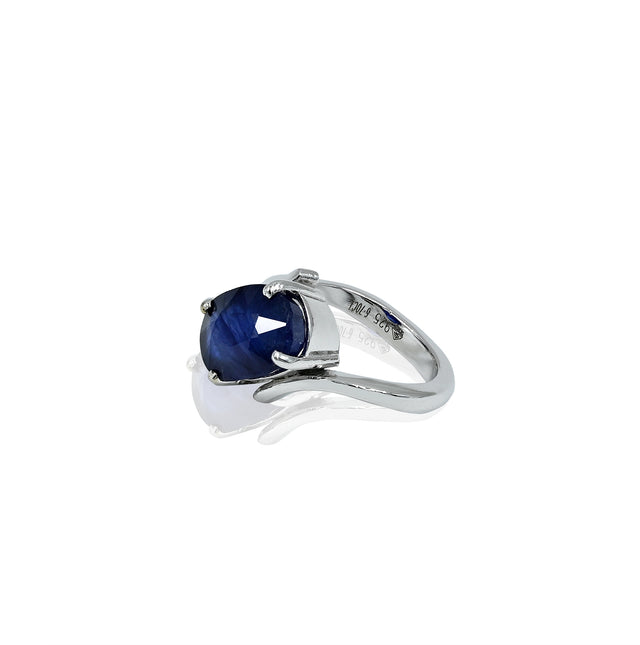 Natural Blue Sapphire(Neelam) 6.70ct(7.33 Ratti) Faceted Oval Cut Ring