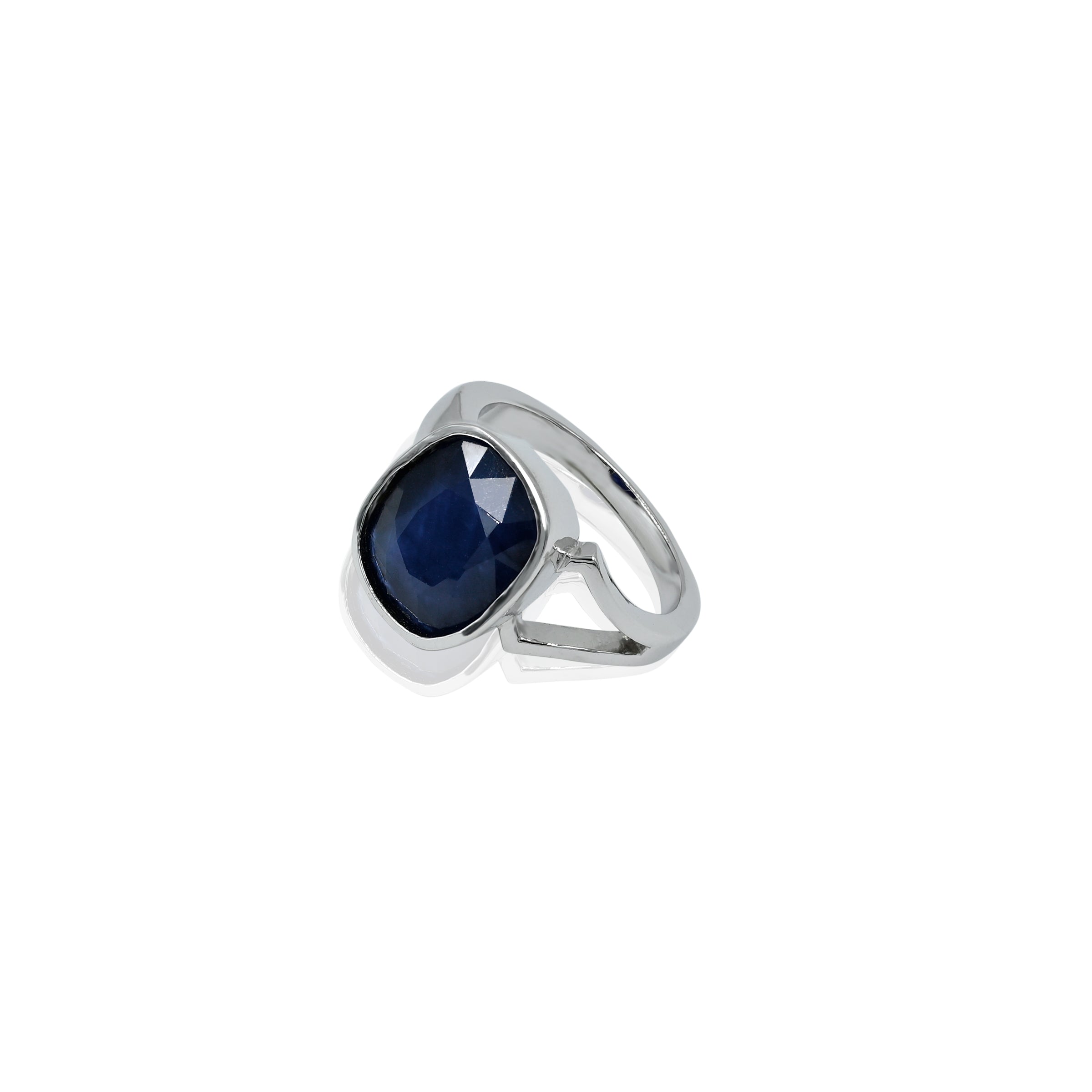 Natural Blue Sapphire(Neelam) 7.15ct(7.87 Ratti) Faceted Oval Cut Ring