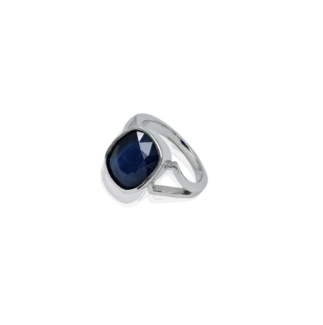 Natural Blue Sapphire(Neelam) 7.15ct(7.87 Ratti) Faceted Oval Cut Ring