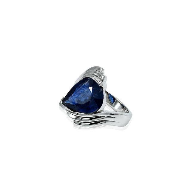 Natural Blue Sapphire(Neelam) 7.70ct(8.47 Ratti) Faceted Pear Cut Ring