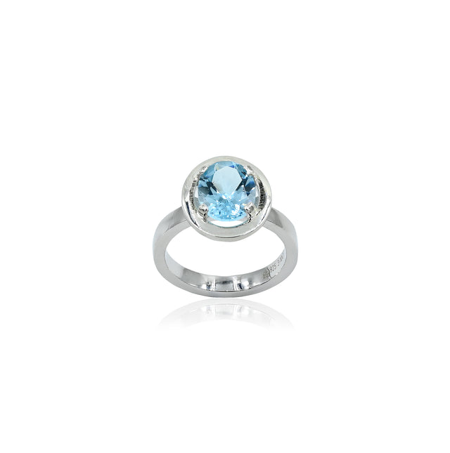 Blue Topaz Ring (3.10 Carat / 3.41 Ratti)