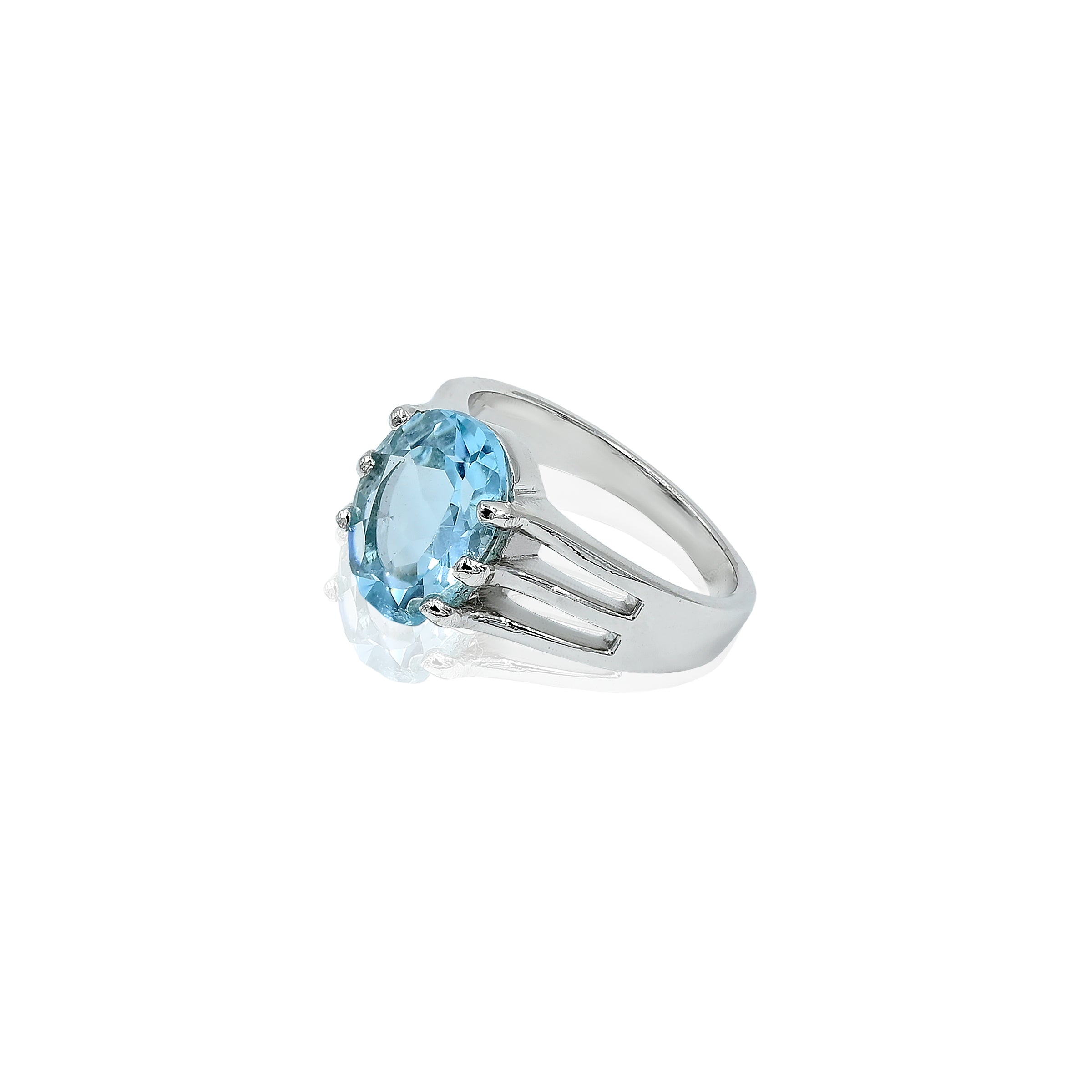 Blue Topaz Ring (4.85 Carat / 5.34 Ratti)