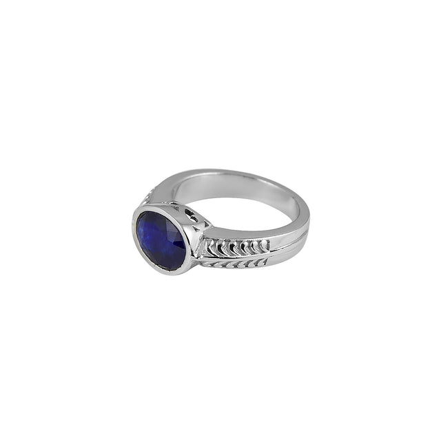 Natural Blue Sapphire(Neelam) 2.70ct(2.97 Ratti) Faceted Cushion Cut Ring
