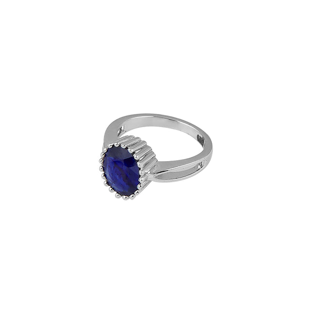 Natural Blue Sapphire(Neelam) 2.75ct(3.03 Ratti) Faceted Oval Cut Ring