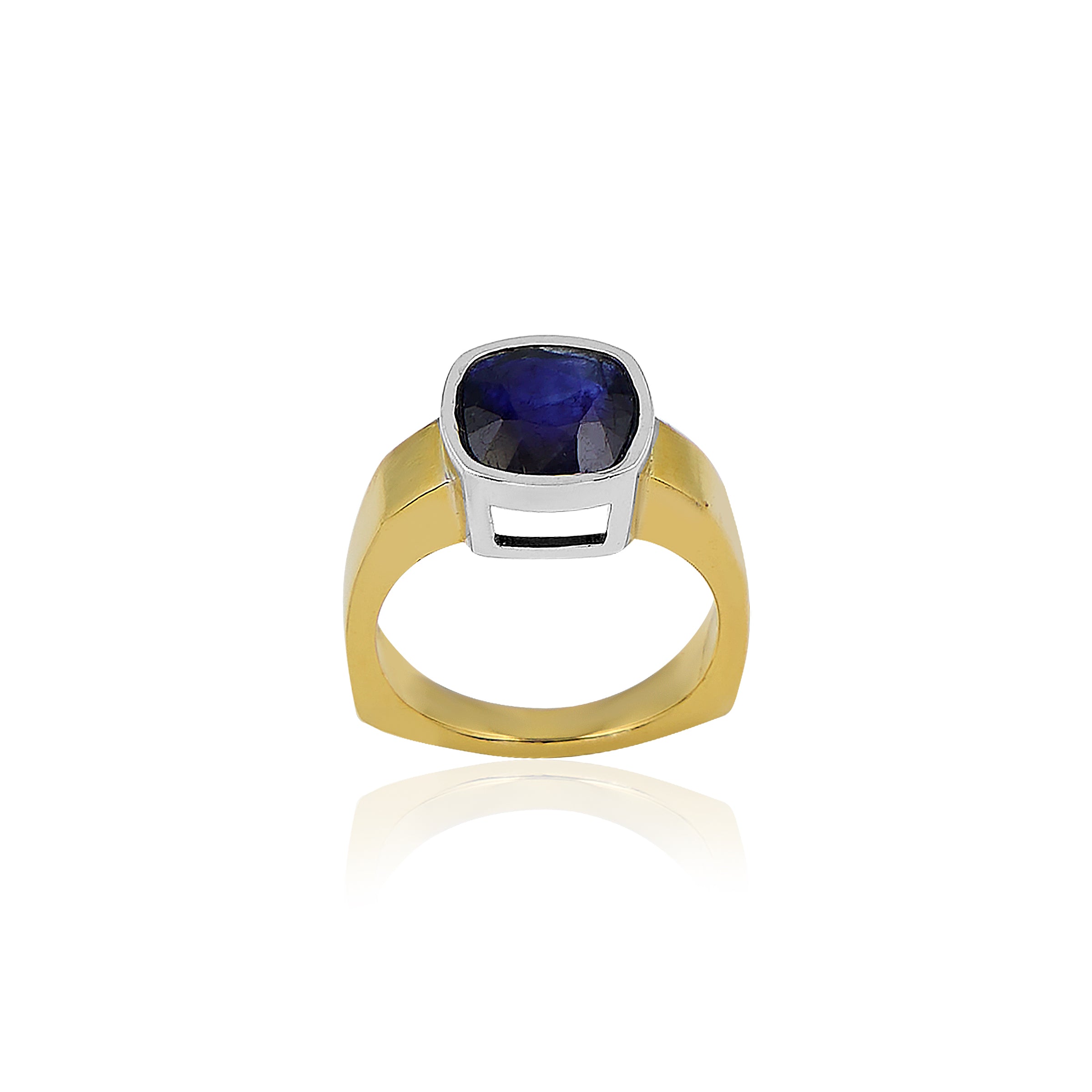 Natural Blue Sapphire(Neelam) 3.35ct(3.69 Ratti) Faceted Cushion CutUnisex Ring