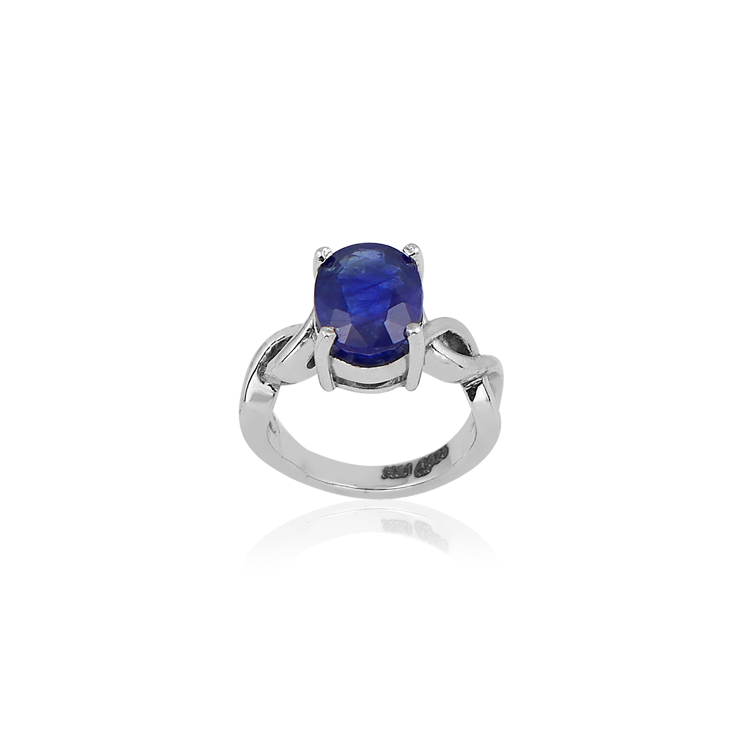Natural Blue Sapphire(Neelam) 3.35ct(3.69 Ratti) Faceted Oval Cut UnisexRing
