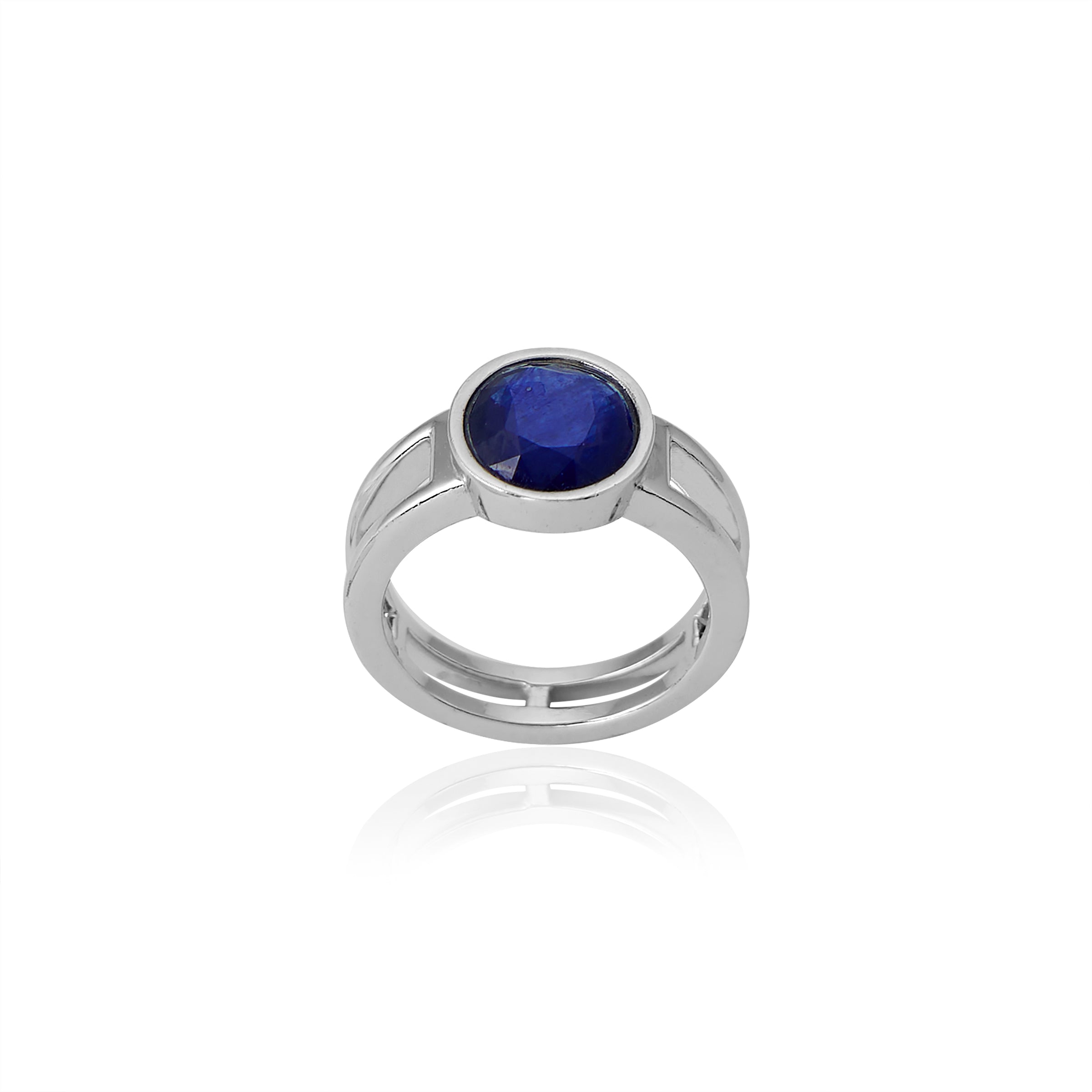 Natural Blue Sapphire(Neelam) 3.40ct(3.74 Ratti) Faceted Oval Cut Unisex Ring