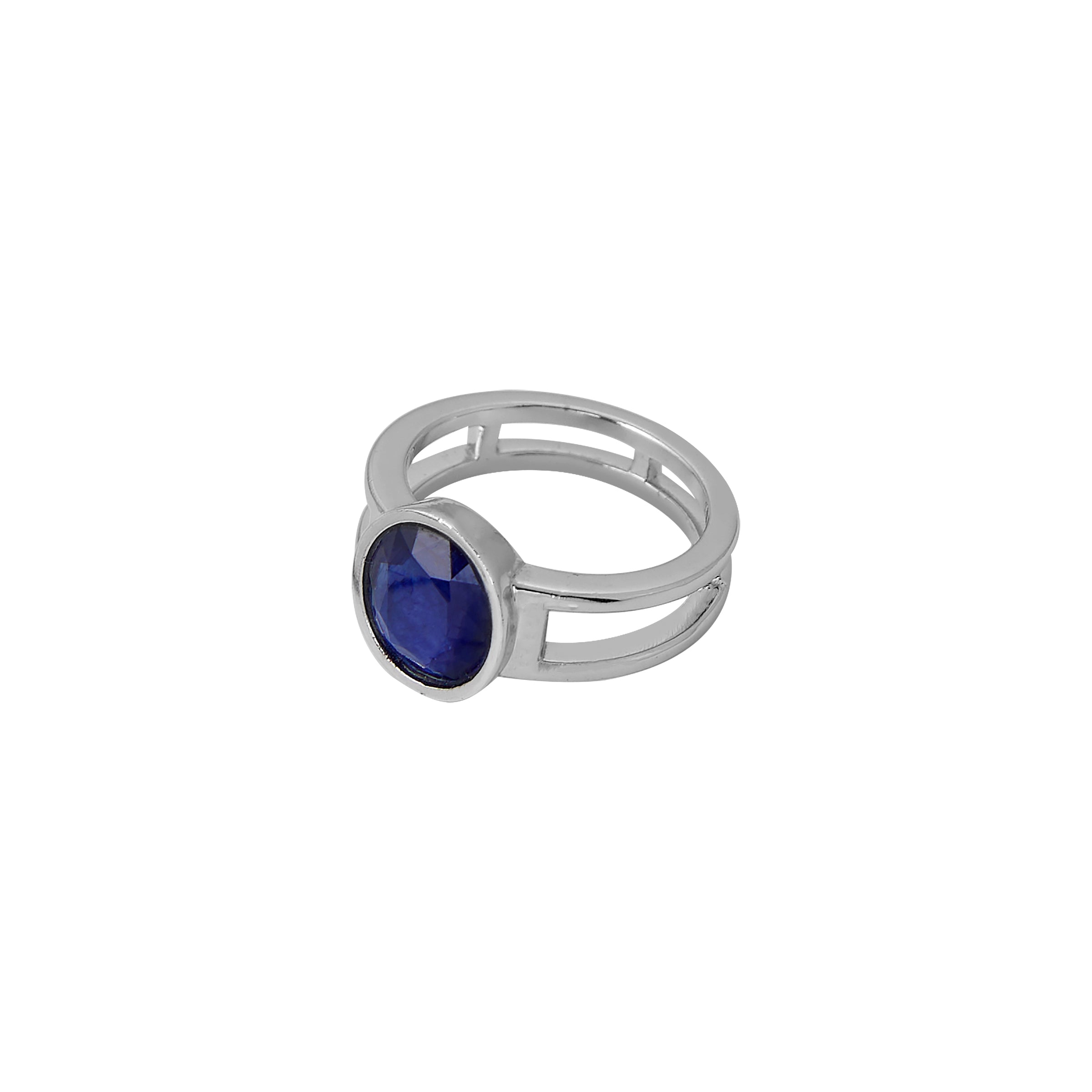 Natural Blue Sapphire(Neelam) 3.40ct(3.74 Ratti) Faceted Oval Cut Unisex Ring