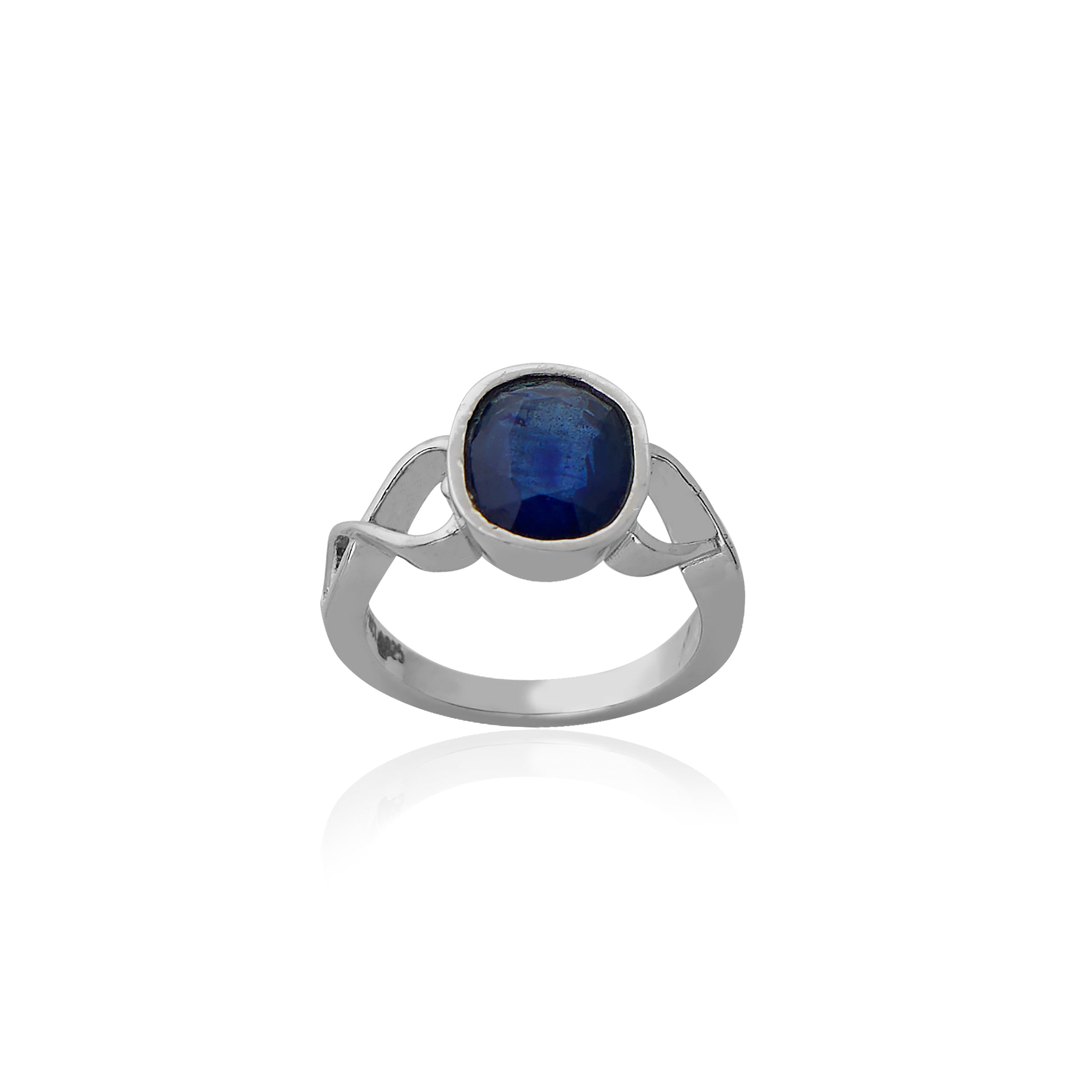 Natural Blue Sapphire(Neelam) 4.30ct(4.73 Ratti) Faceted Oval Cut Ring