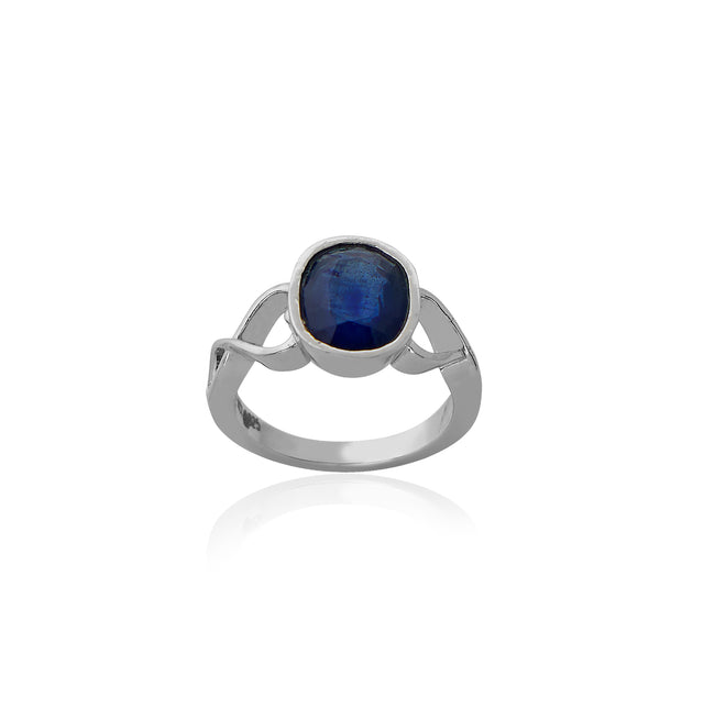 Natural Blue Sapphire(Neelam) 4.30ct(4.73 Ratti) Faceted Oval Cut Ring