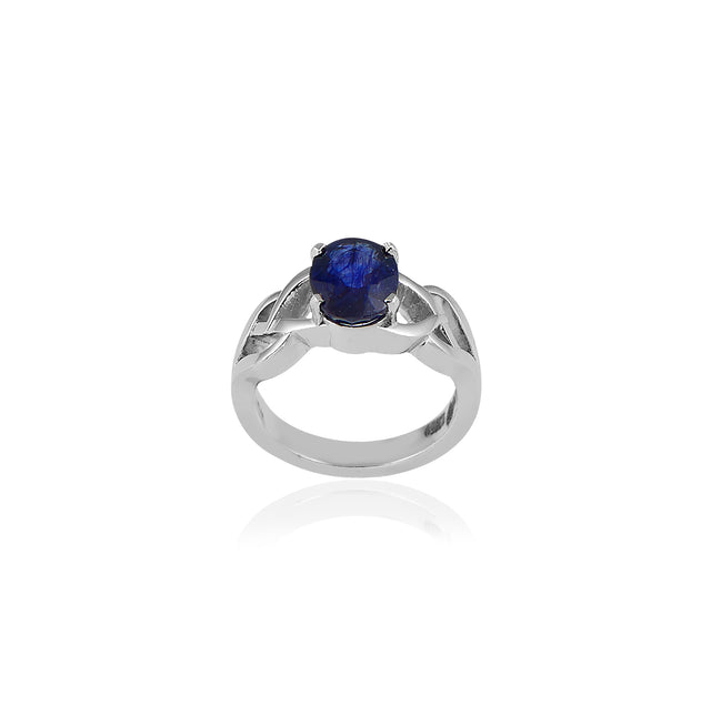 Natural Blue Sapphire(Neelam) 4.30ct(4.73 Ratti) Faceted Oval Cut Ring
