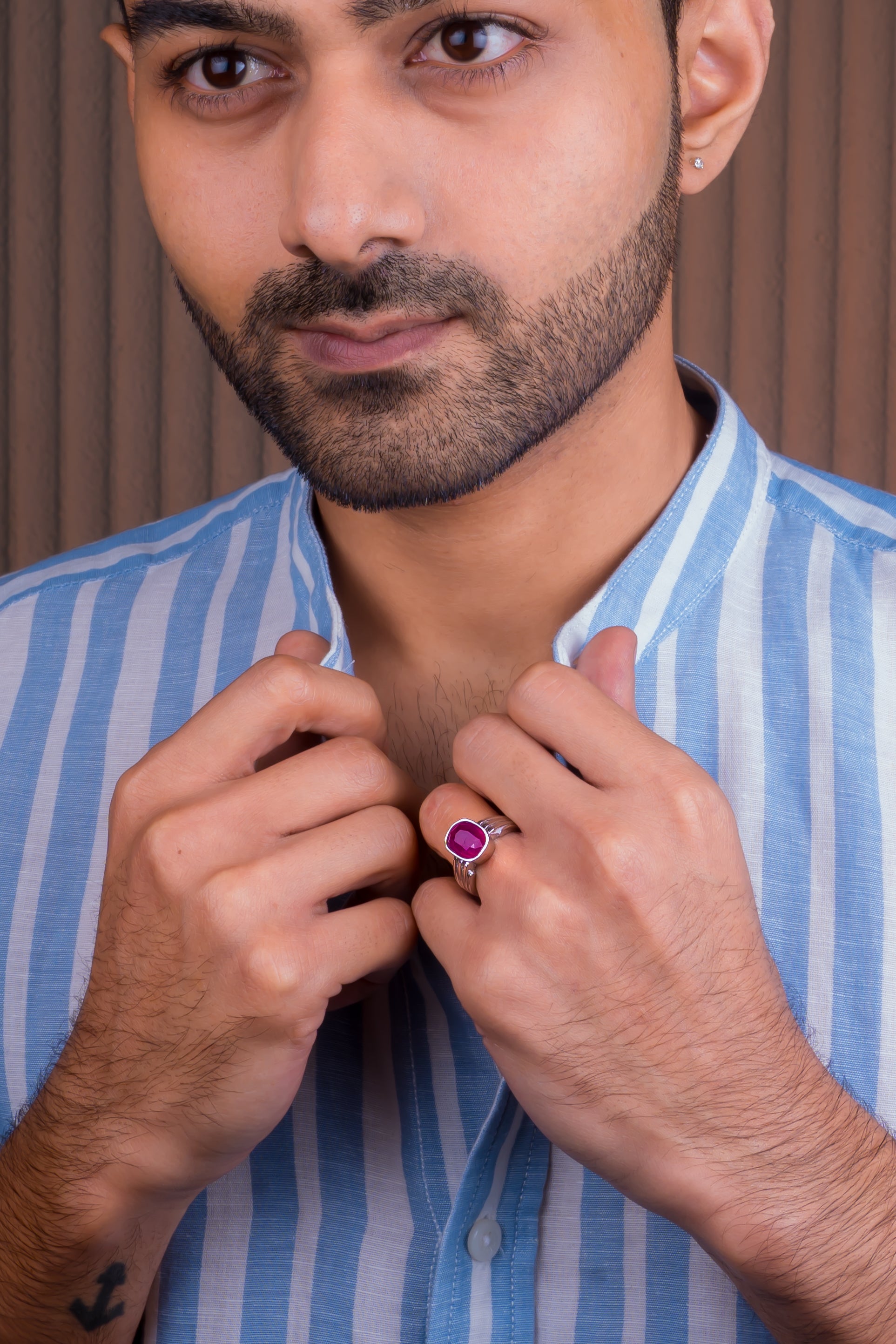 Natural Bangkok Ruby(Manik) 6.50ct(7.15 Ratti) Faceted Emerald Cut Ring