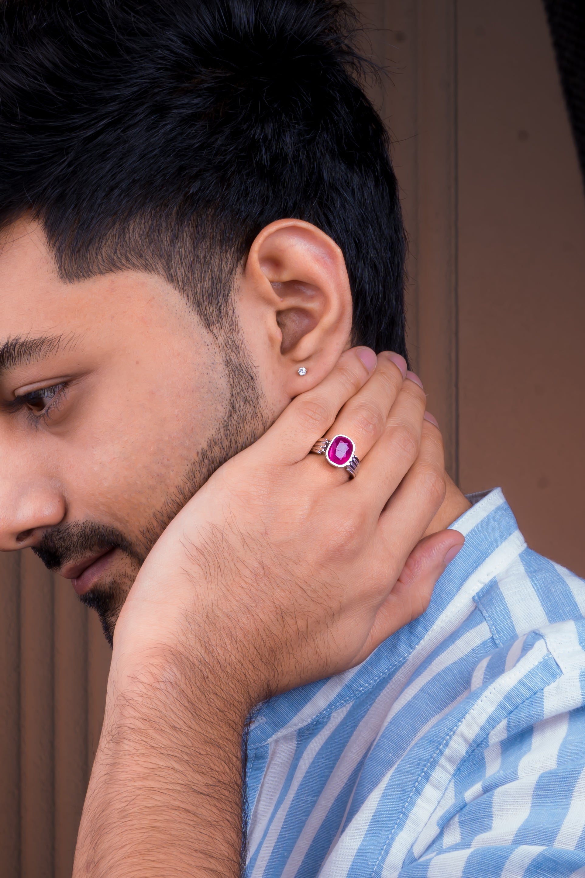 Natural Bangkok Ruby(Manik) 6.50ct(7.15 Ratti) Faceted Emerald Cut Ring