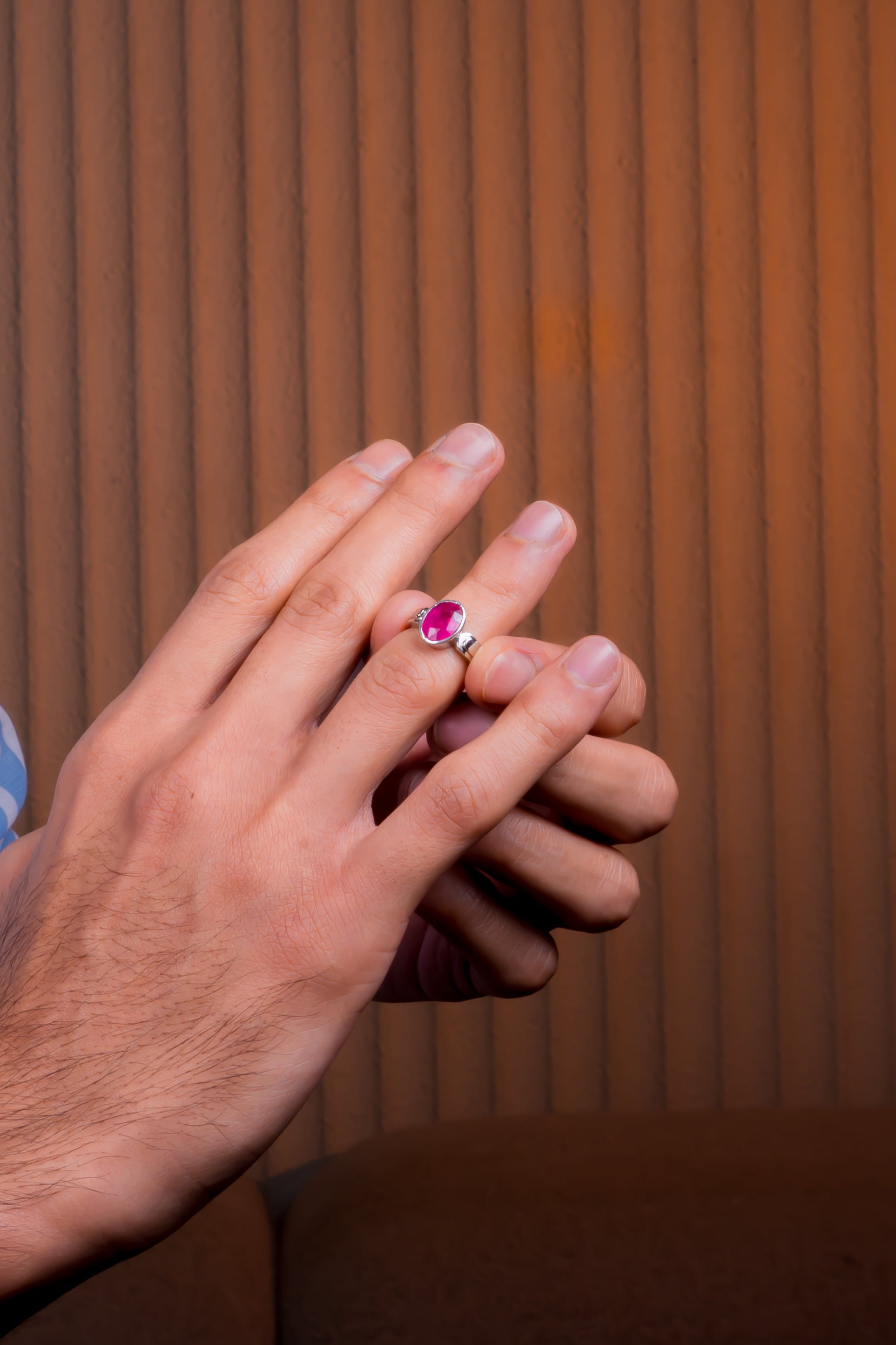 Natural Bangkok Ruby(Manik) 4.30ct(4.73 Ratti) Faceted Cushion Cut Ring