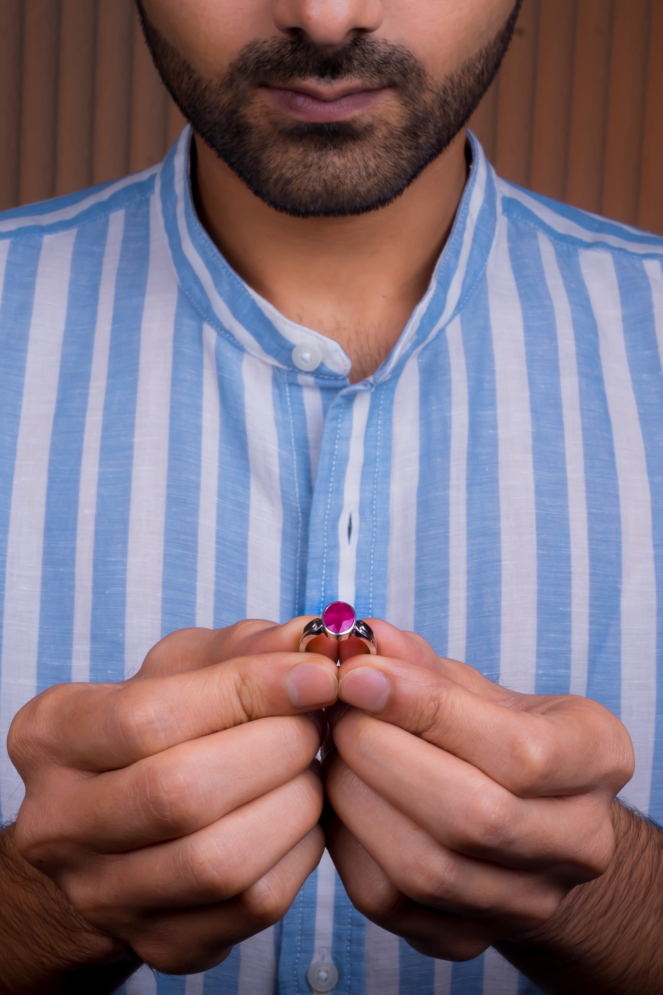 Natural Bangkok Ruby(Manik) 4.30ct(4.73 Ratti) Faceted Cushion Cut Ring