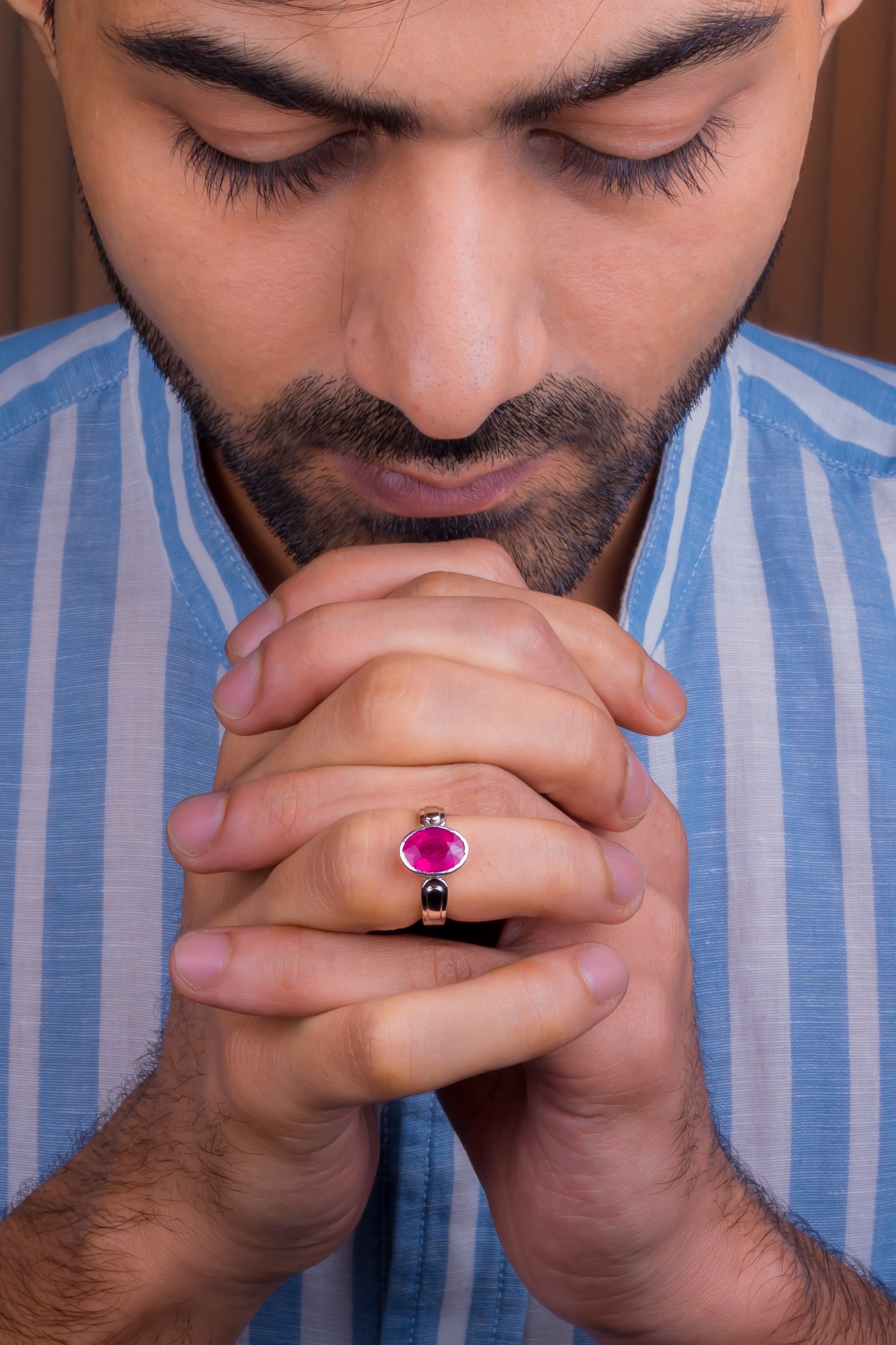 Natural Bangkok Ruby(Manik) 4.30ct(4.73 Ratti) Faceted Cushion Cut Ring