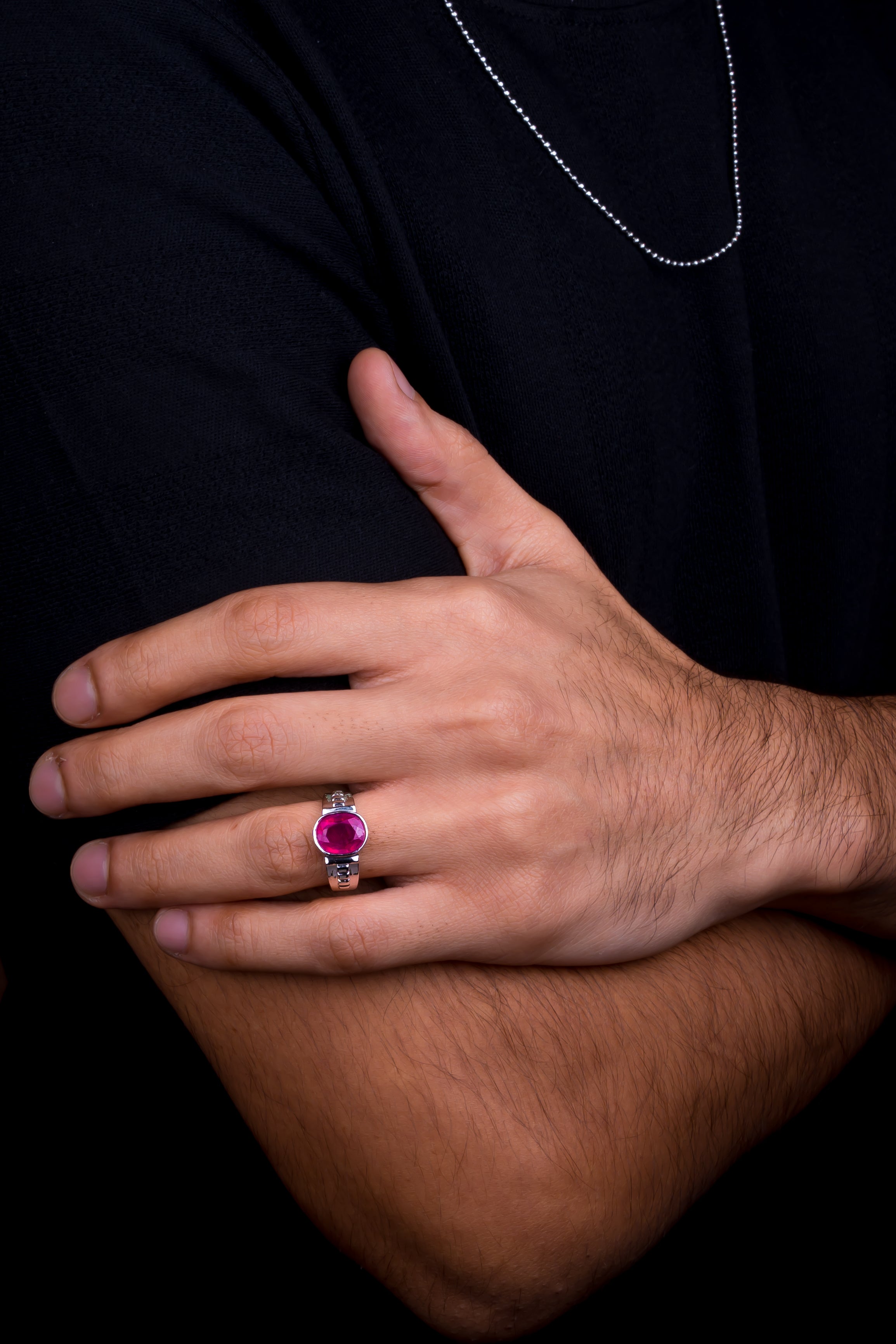 Natural Bangkok Ruby(Manik) 5.00ct(5.50 Ratti) Faceted Cushion Cut Ring