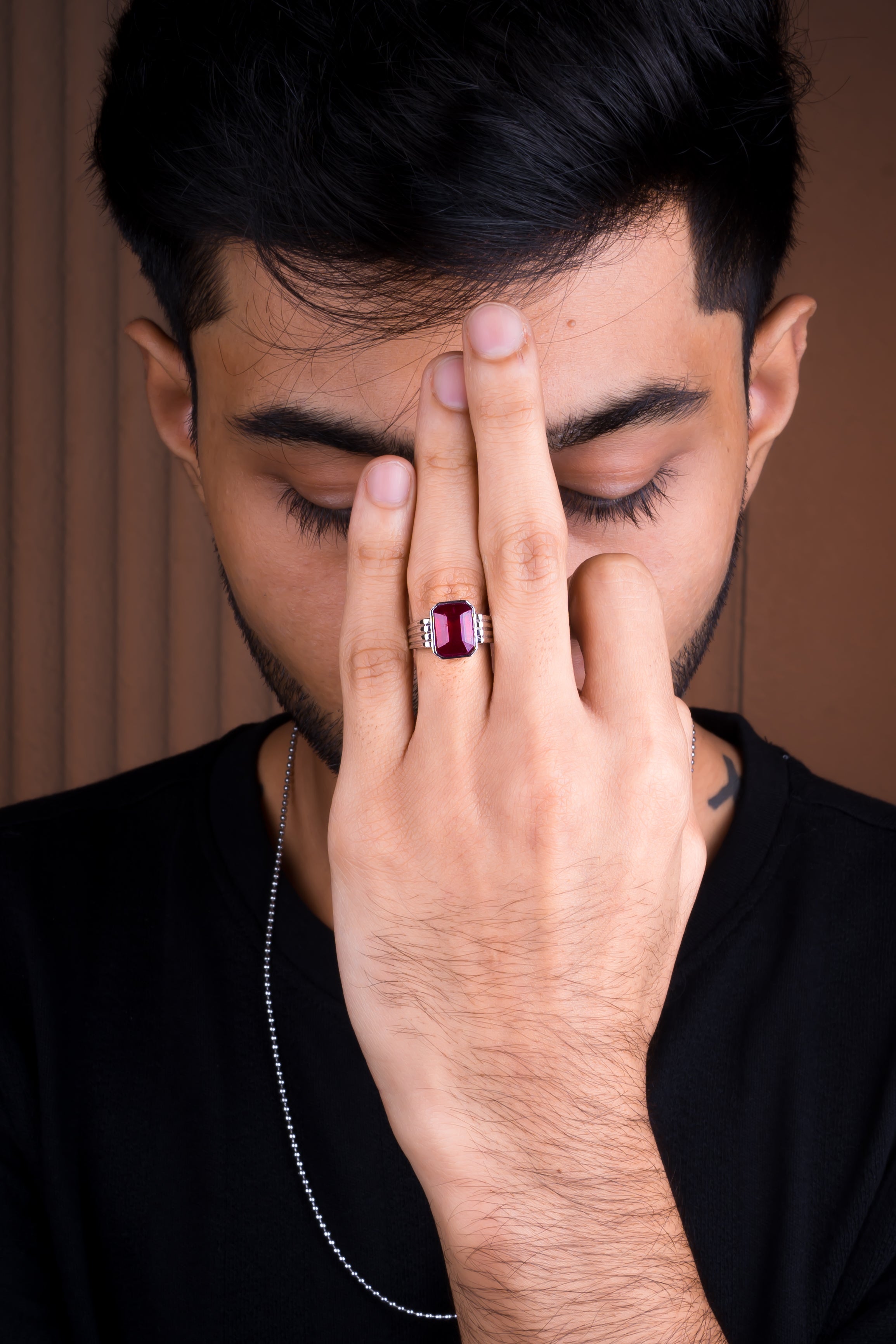 Natural Bangkok Ruby(Manik) 7.50ct(8.25 Ratti) Faceted Cushion Cut Ring