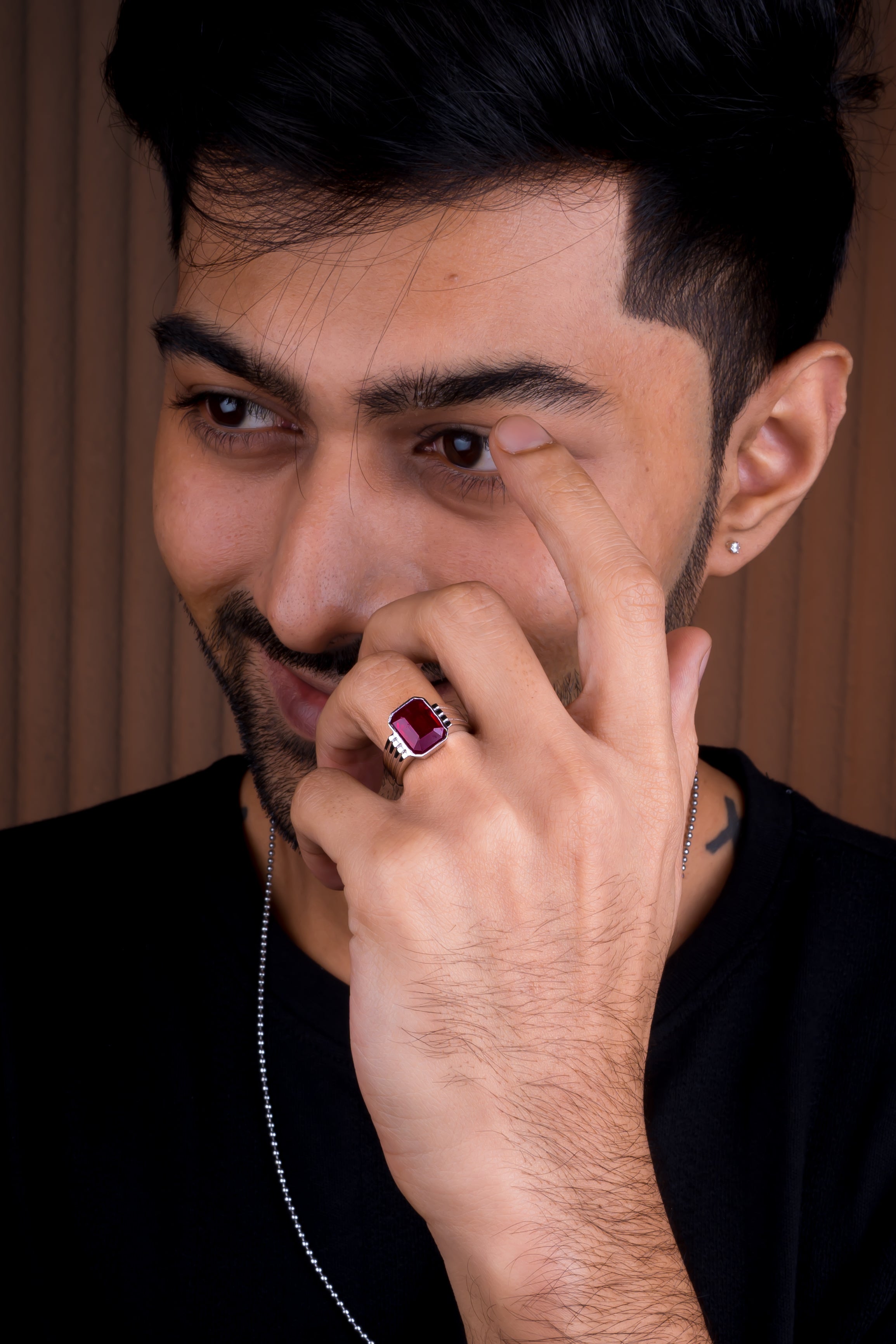 Natural Bangkok Ruby(Manik) 7.50ct(8.25 Ratti) Faceted Cushion Cut Ring