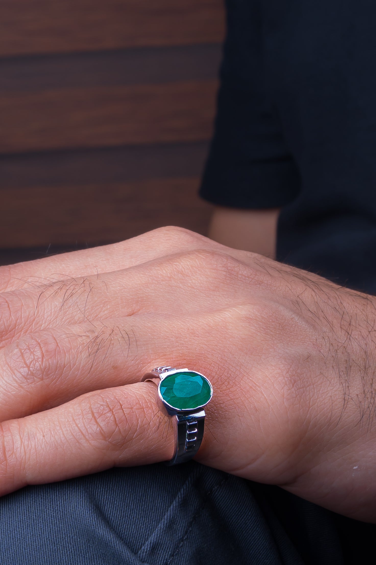 Natural Zambian Emerald (Panna) 3.70ct (4.07 Ratti) Faceted Oval Cut Ring