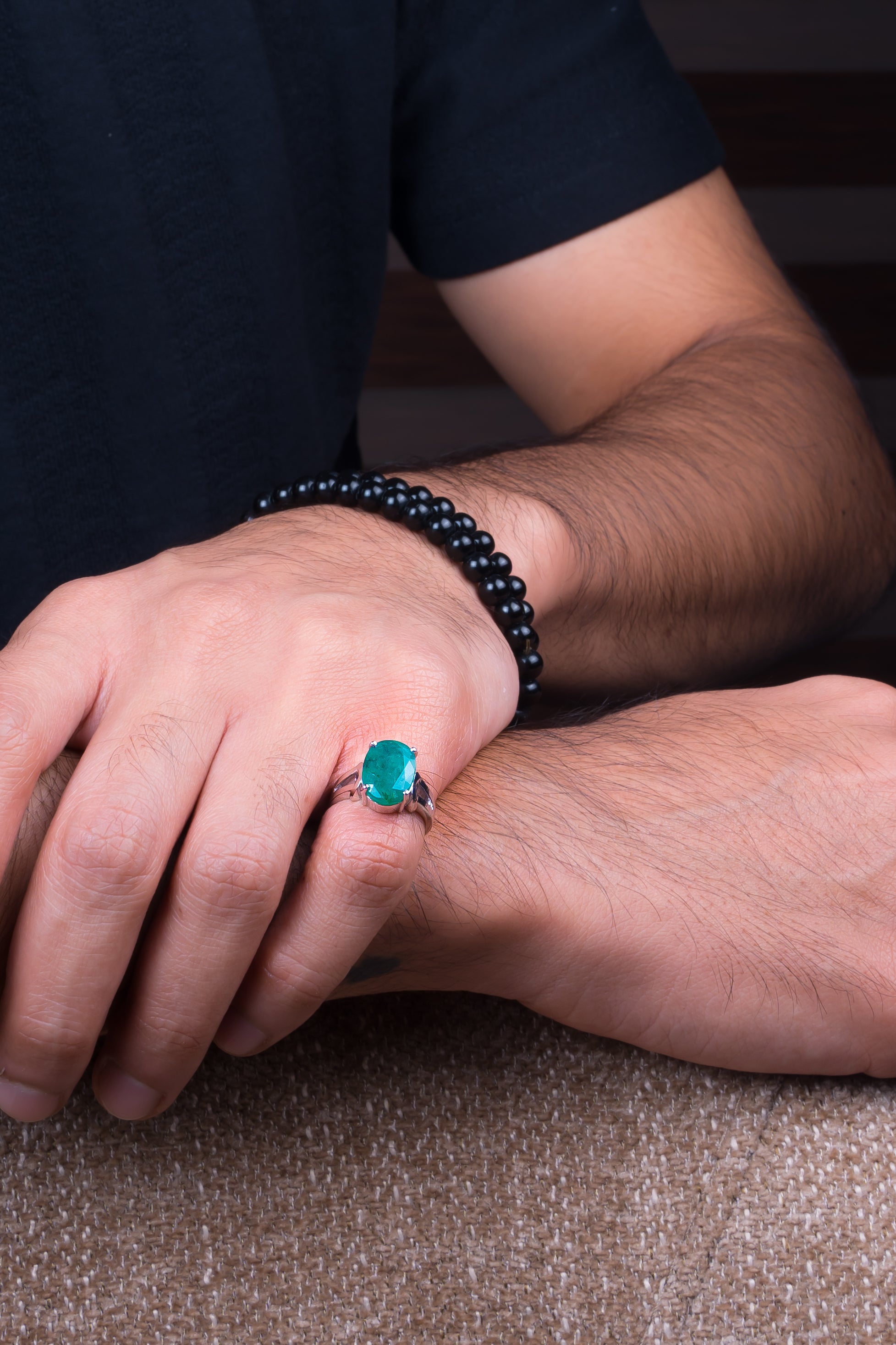 Natural Zambian Emerald (Panna) 4.90ct (5.39 Ratti) Faceted Oval Cut Unisex Ring