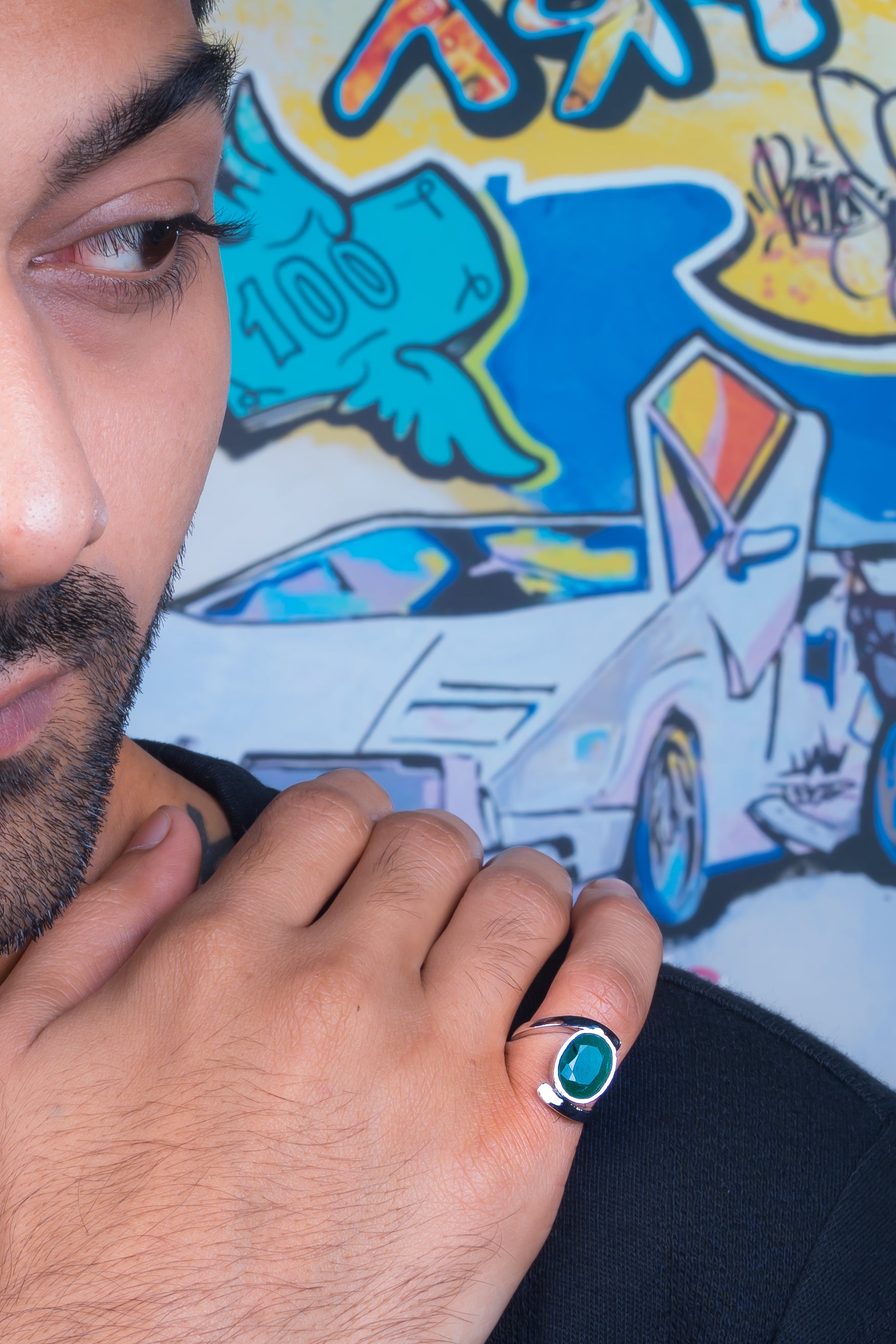 Natural Zambian Emerald (Panna) 3.95ct (4.35 Ratti) Faceted Oval Cut Unisex Ring