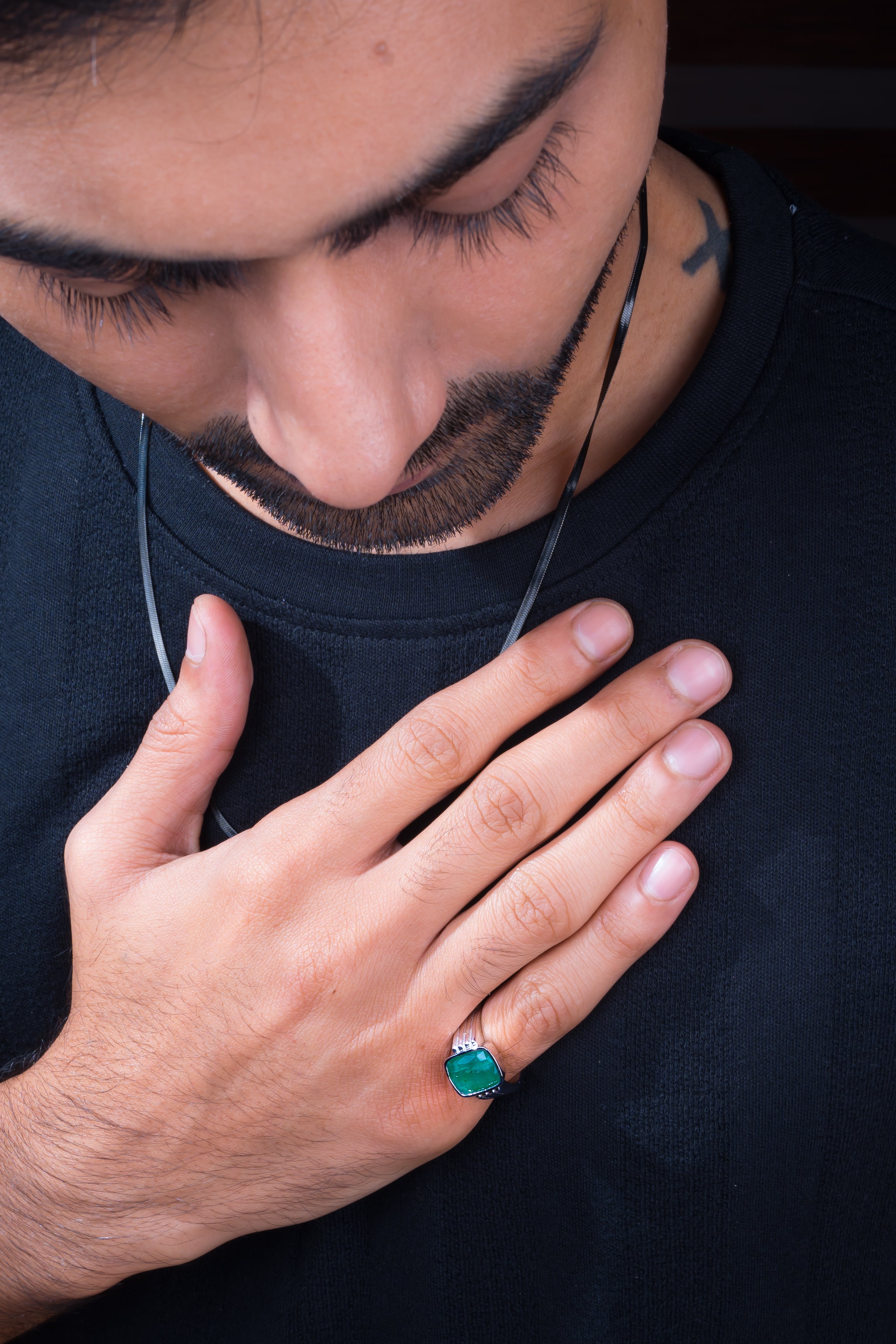 Natural Zambian Emerald (Panna) 4.10ct (4.51 Ratti) Faceted Cushion Cut Ring