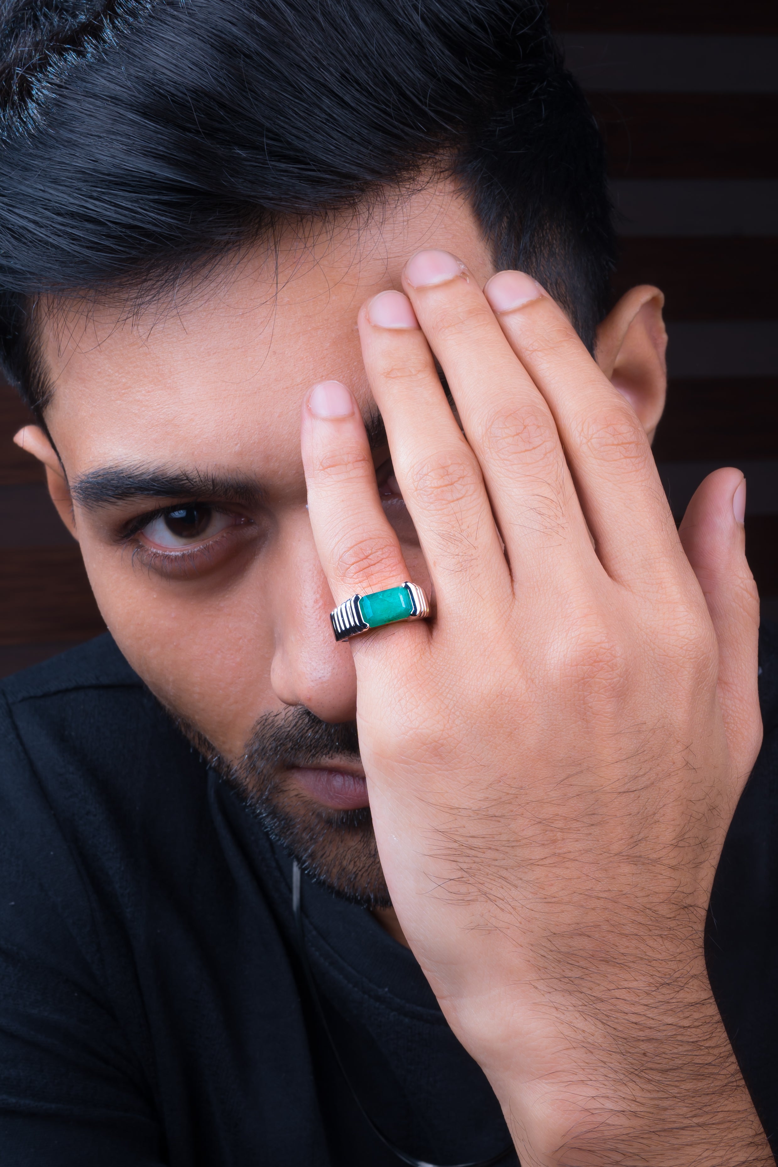 Natural Zambian Emerald (Panna) 3.90ct (4.29 Ratti) Faceted Emerald Cut Ring