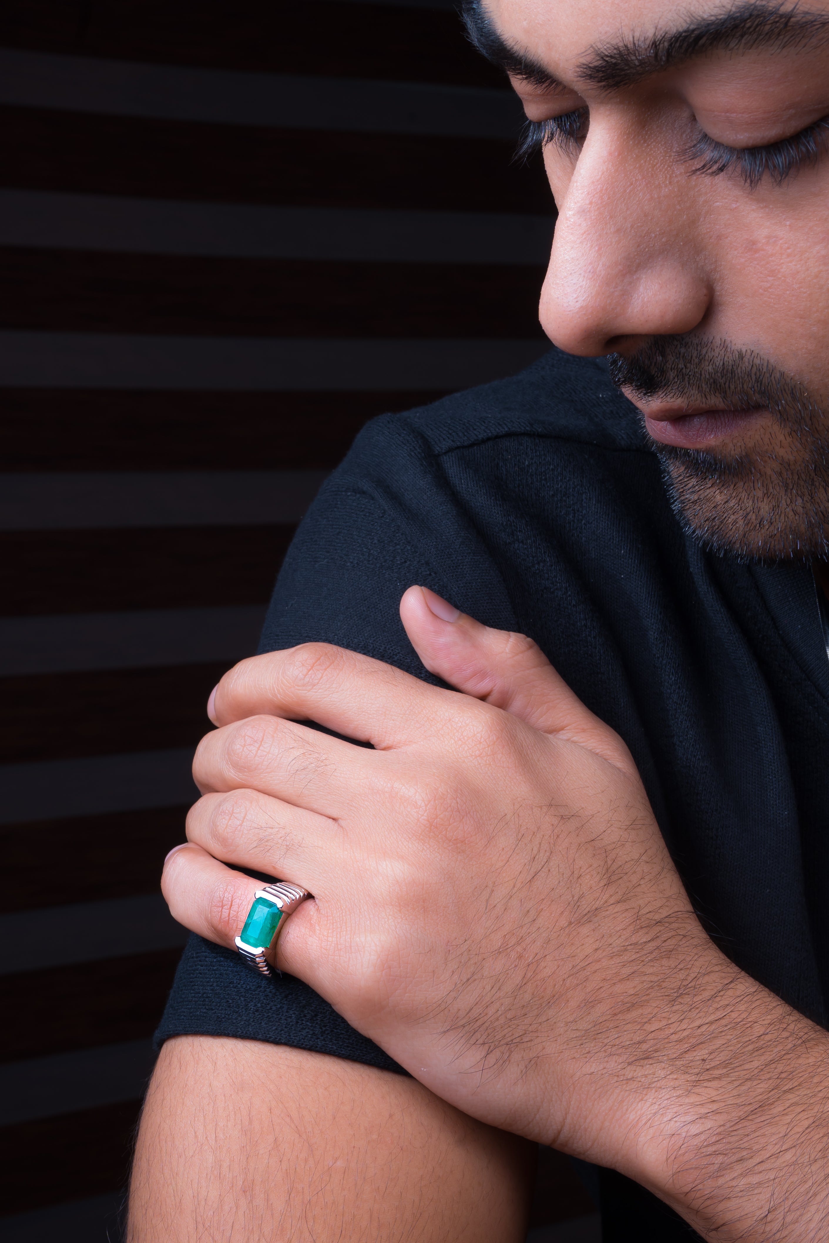 Natural Zambian Emerald (Panna) 3.90ct (4.29 Ratti) Faceted Emerald Cut Ring