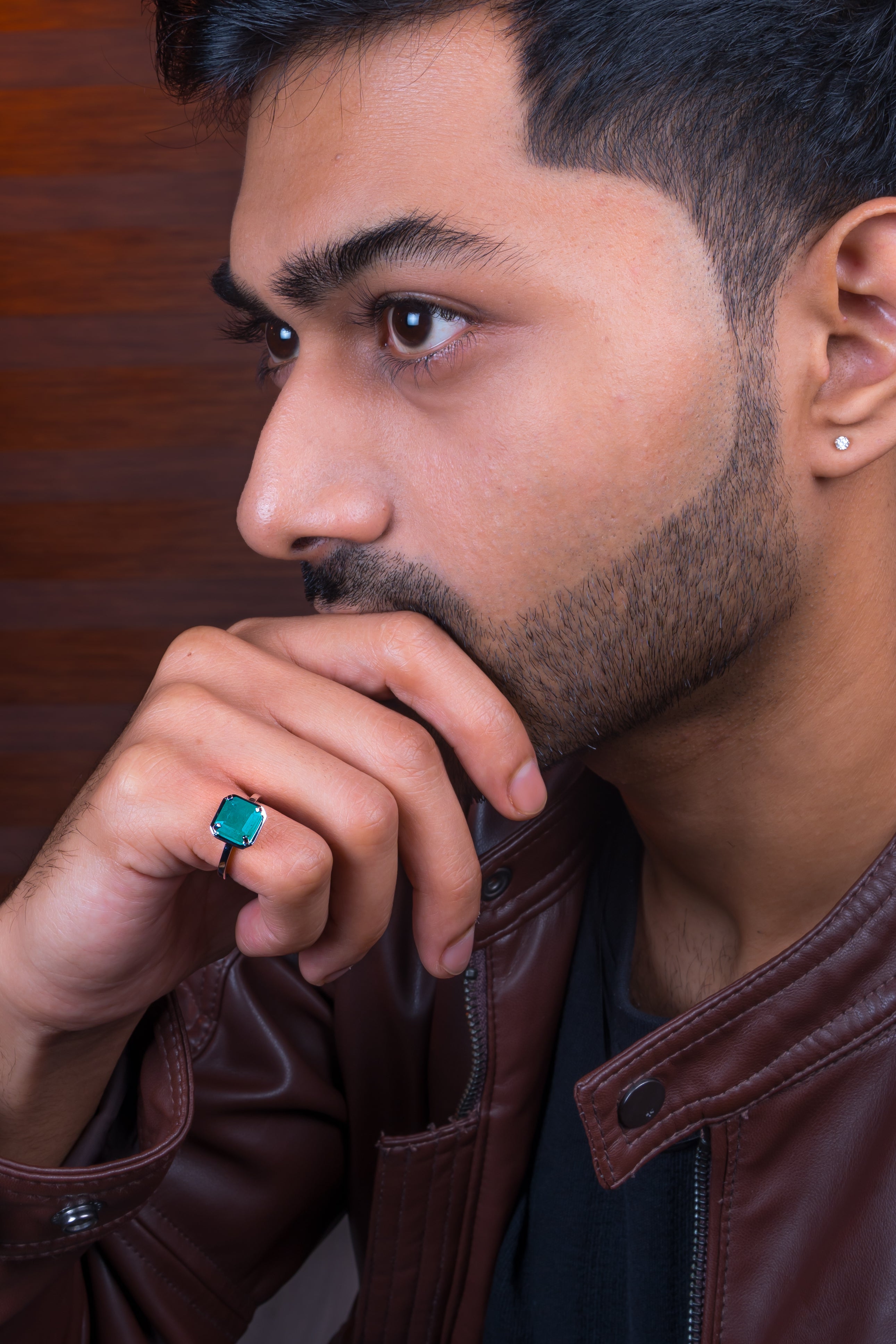 Natural Zambian Emerald (Panna) 3.15ct (3.46 Ratti) Faceted Emerald Cut Ring