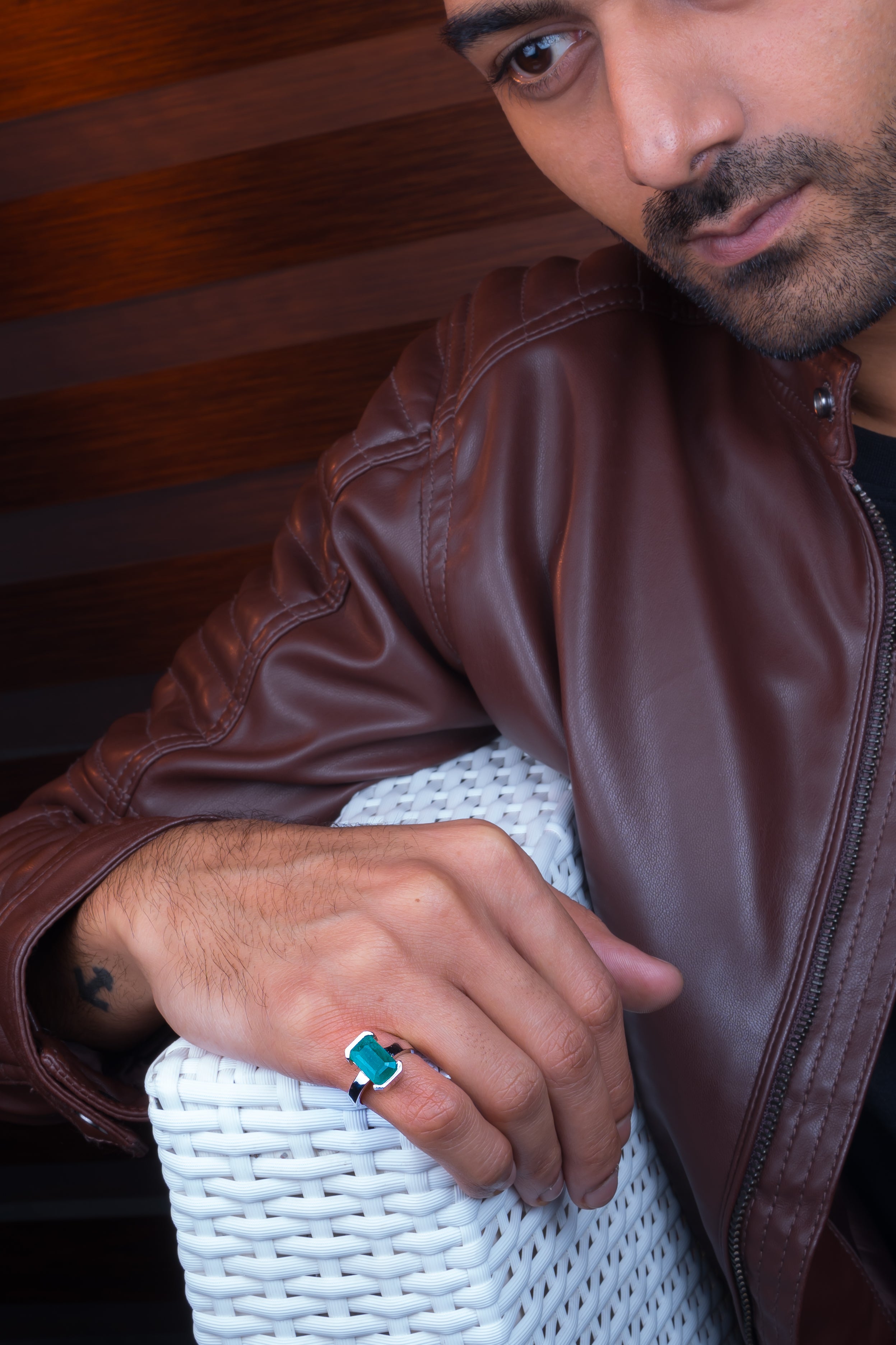 Natural Zambian Emerald (Panna) 3.80ct (4.18 Ratti) Faceted Emerald Cut Unisex Ring