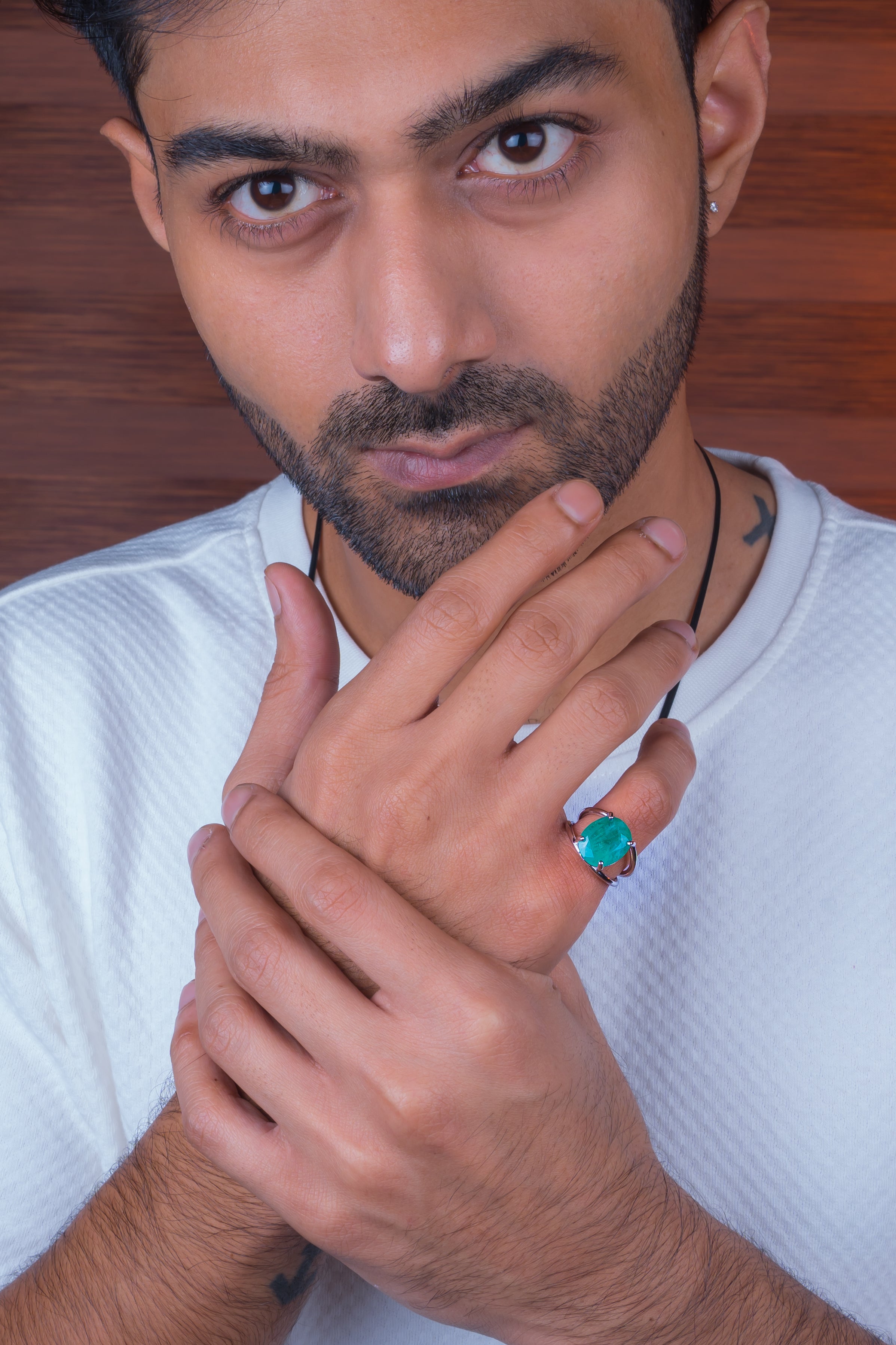 Natural Zambian Emerald (Panna) 6.20ct (6.82 Ratti) Faceted Oval Cut Ring