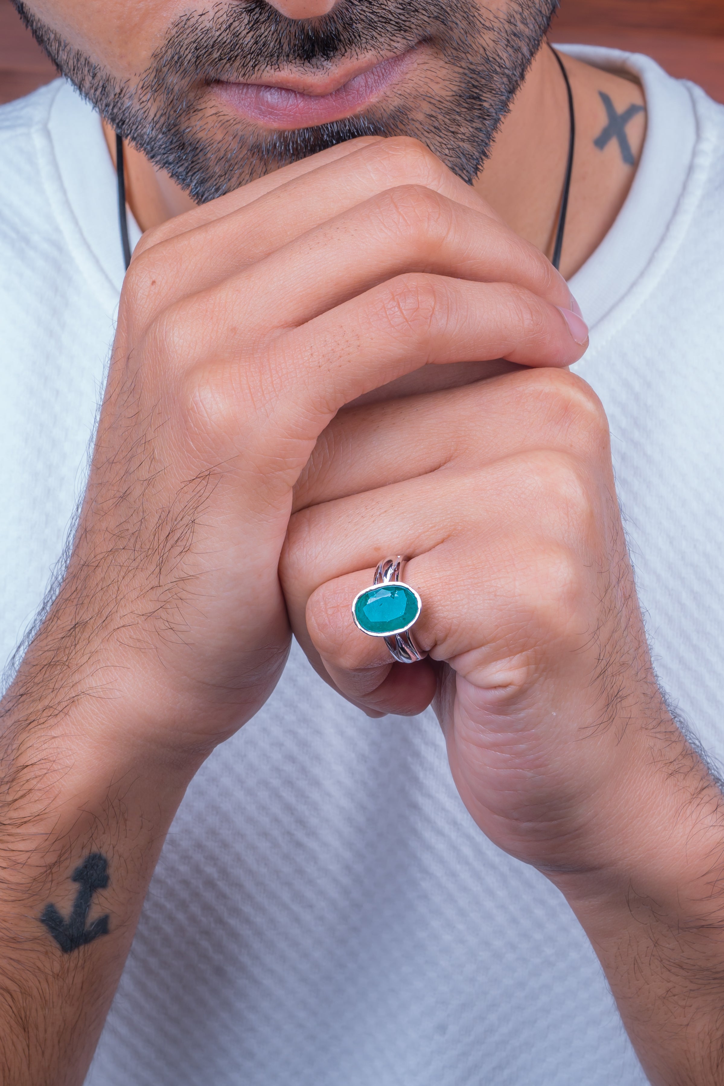 Natural Zambian Emerald (Panna) 3.60ct (3.96 Ratti) Faceted Oval Cut Unisex Ring