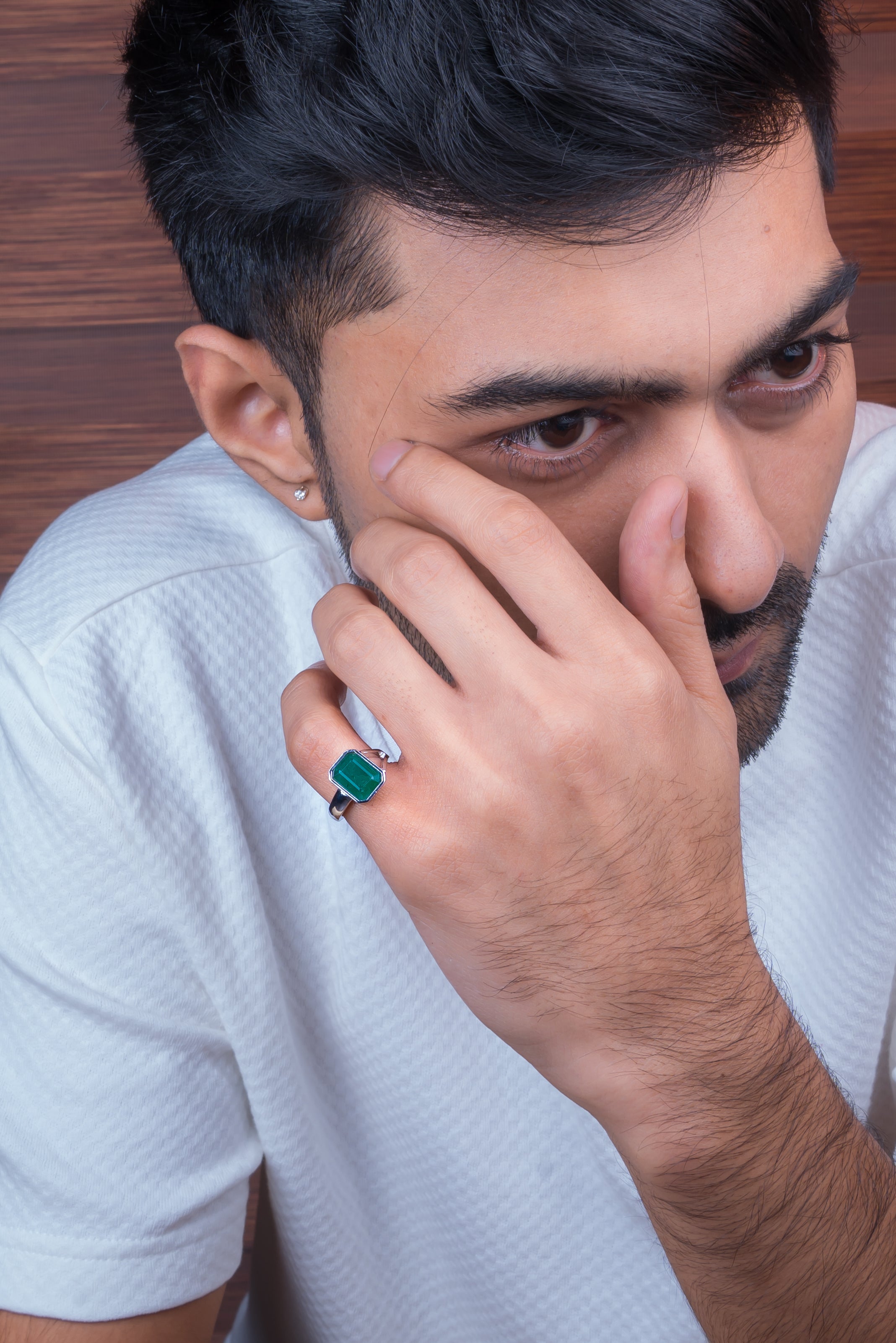 Natural Zambian Emerald (Panna) 4.15ct (4.57 Ratti) Faceted Emerald Cut Unisex Ring