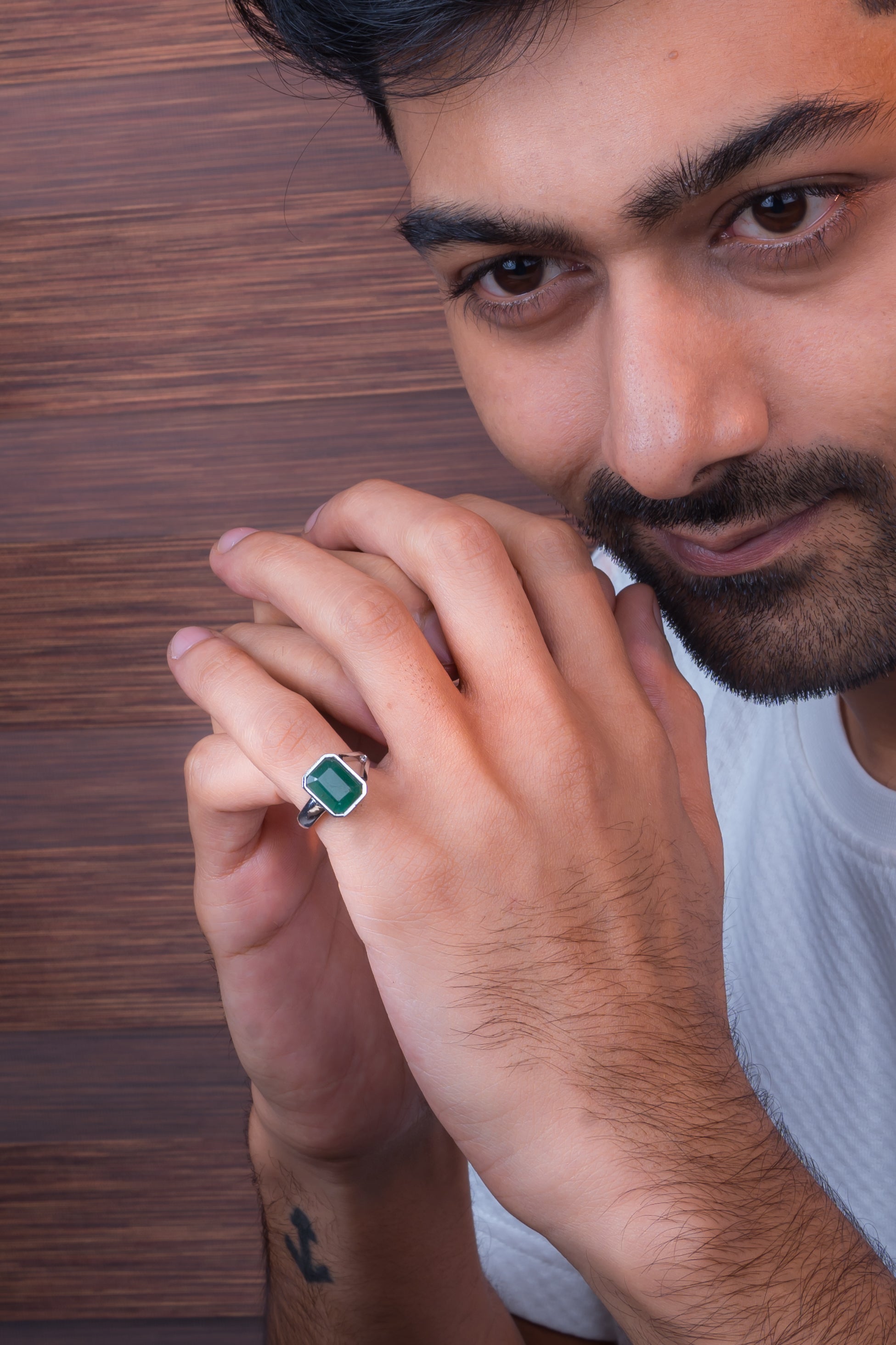 Natural Zambian Emerald (Panna) 4.15ct (4.57 Ratti) Faceted Emerald Cut Unisex Ring