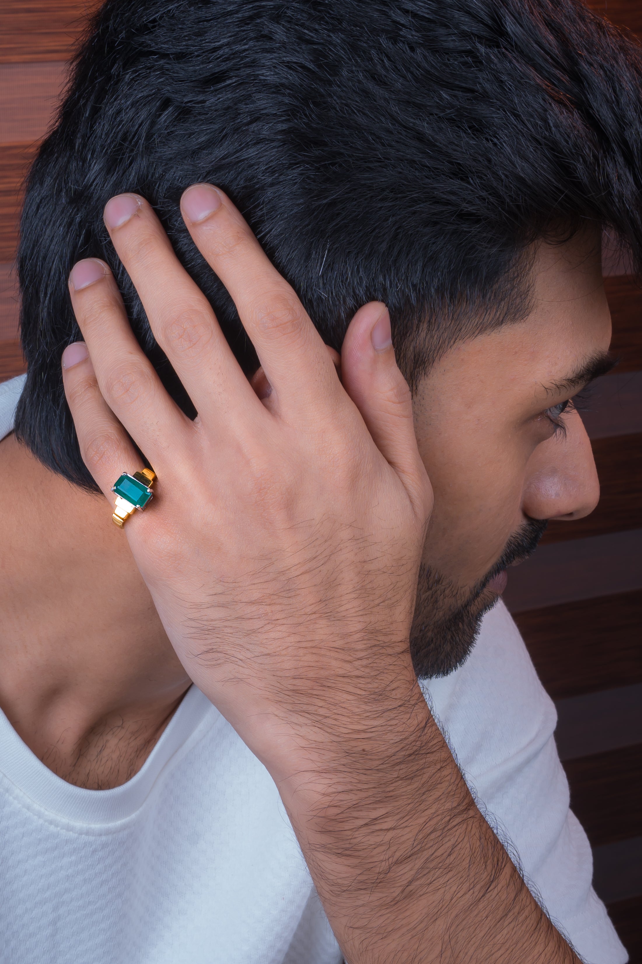 Natural Zambian Emerald(Panna) 4.75ct(5.23 Ratti) Faceted Emerald Cut Ring