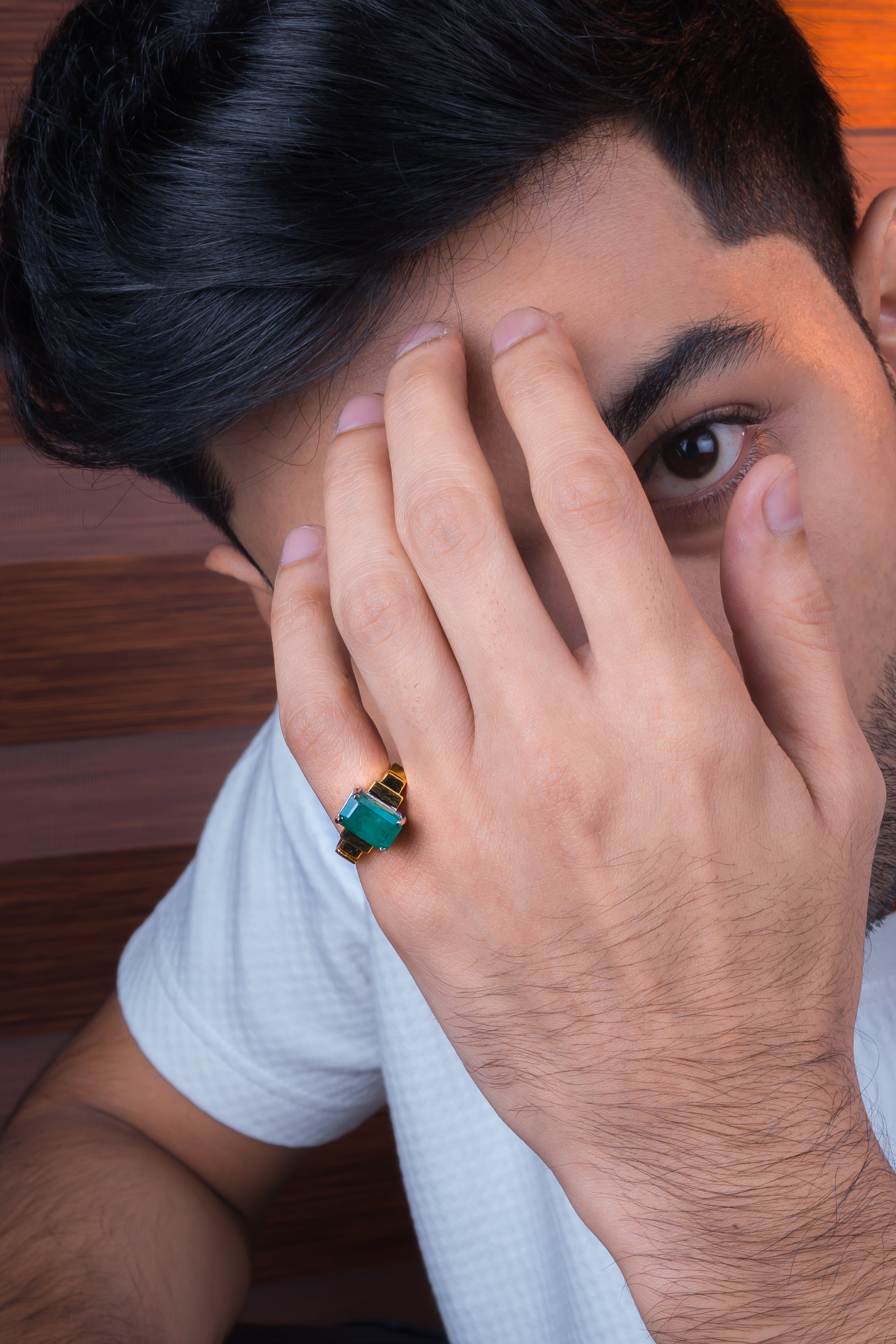 Natural Zambian Emerald(Panna) 4.75ct(5.23 Ratti) Faceted Emerald Cut Ring