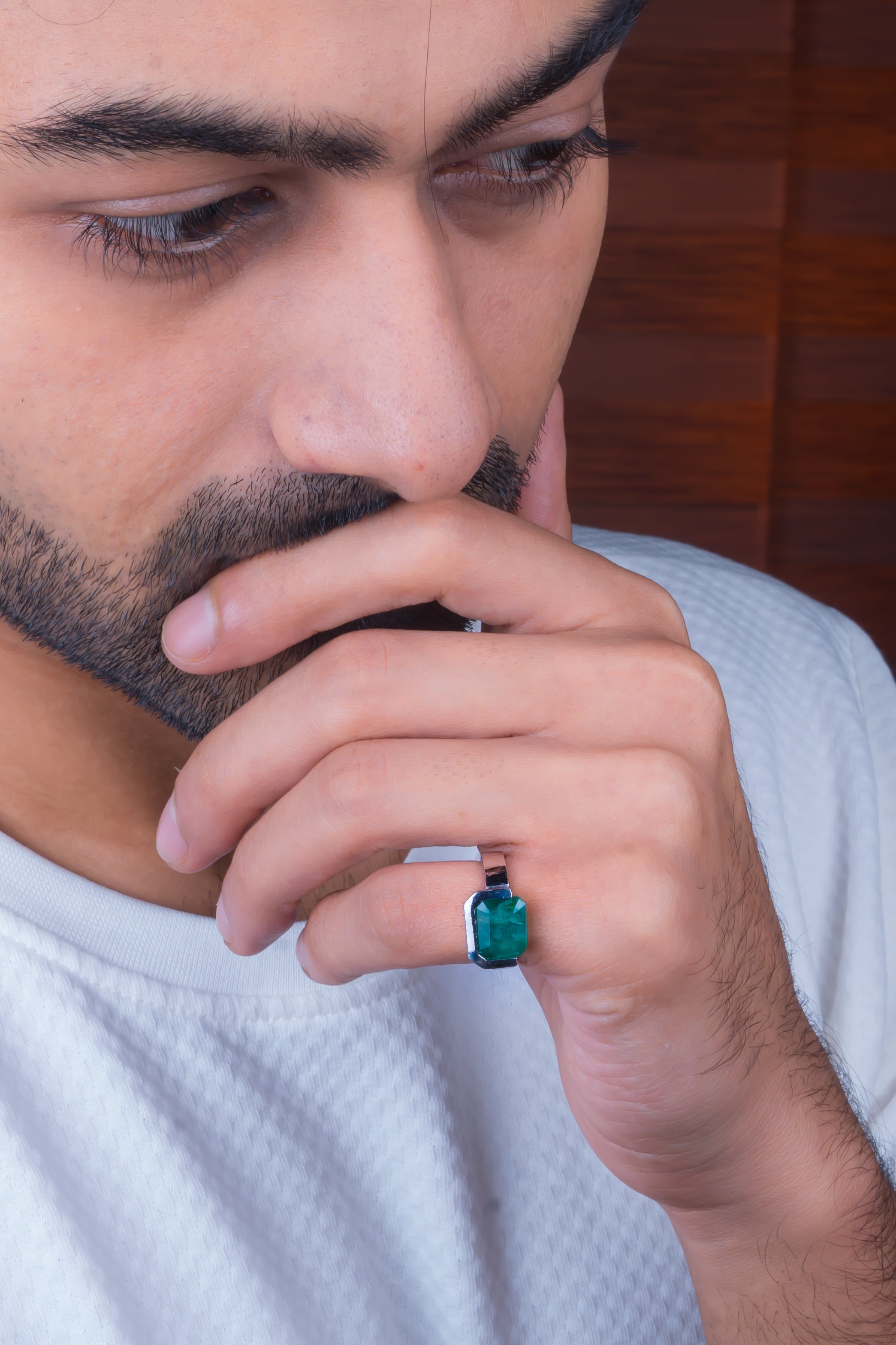 Natural Zambian Emerald (Panna) 4.20ct (4.62 Ratti) Faceted Emerald Cut Unisex Ring