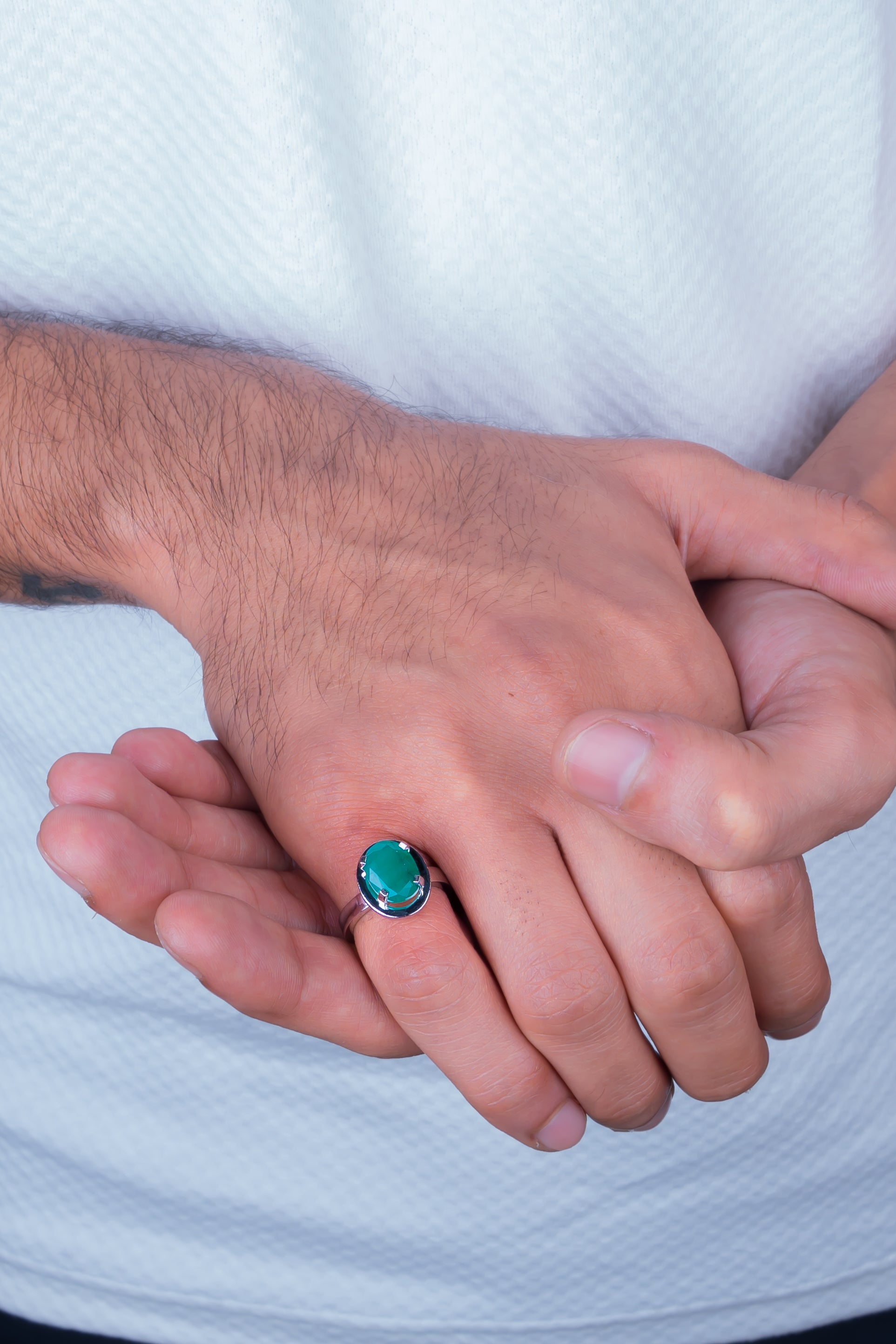 Natural Zambian Emerald (Panna) 4.60ct (5.06 Ratti) Faceted Oval Cut Unisex Ring