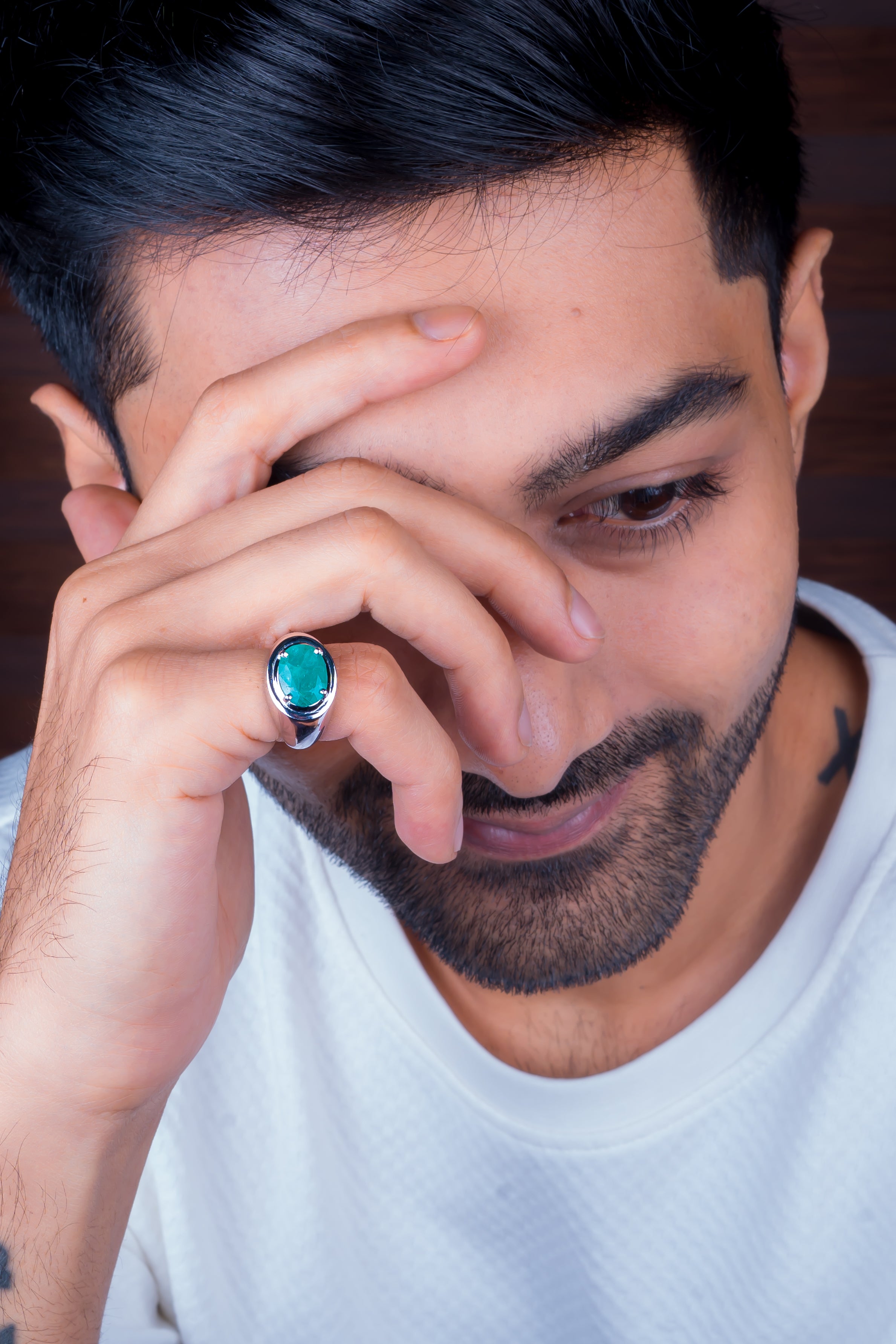 Natural Zambian Emerald (Panna) 3.60ct (3.96 Ratti) Faceted Oval Cut Ring