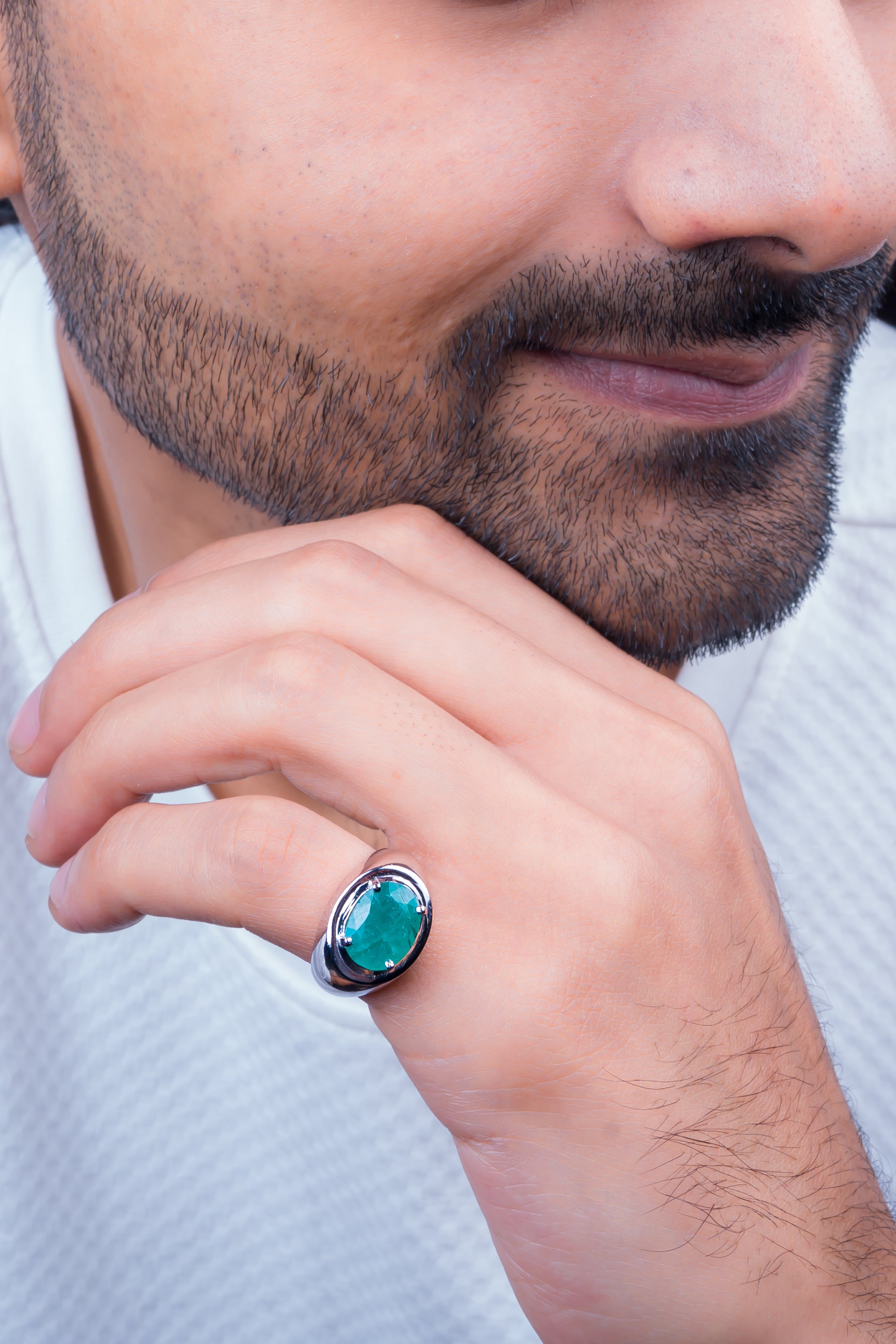 Natural Zambian Emerald (Panna) 3.60ct (3.96 Ratti) Faceted Oval Cut Ring