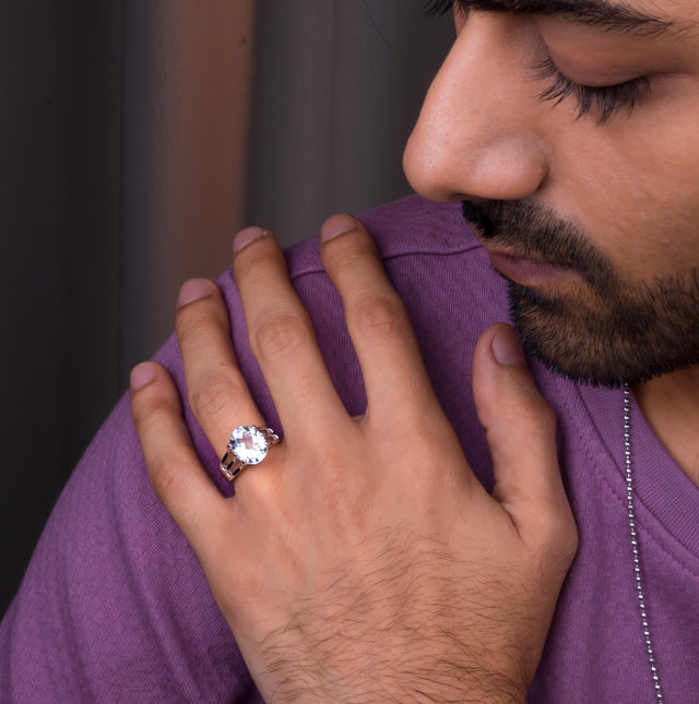 Natural White Topaz 6.20ct (6.82 Ratti) Ring