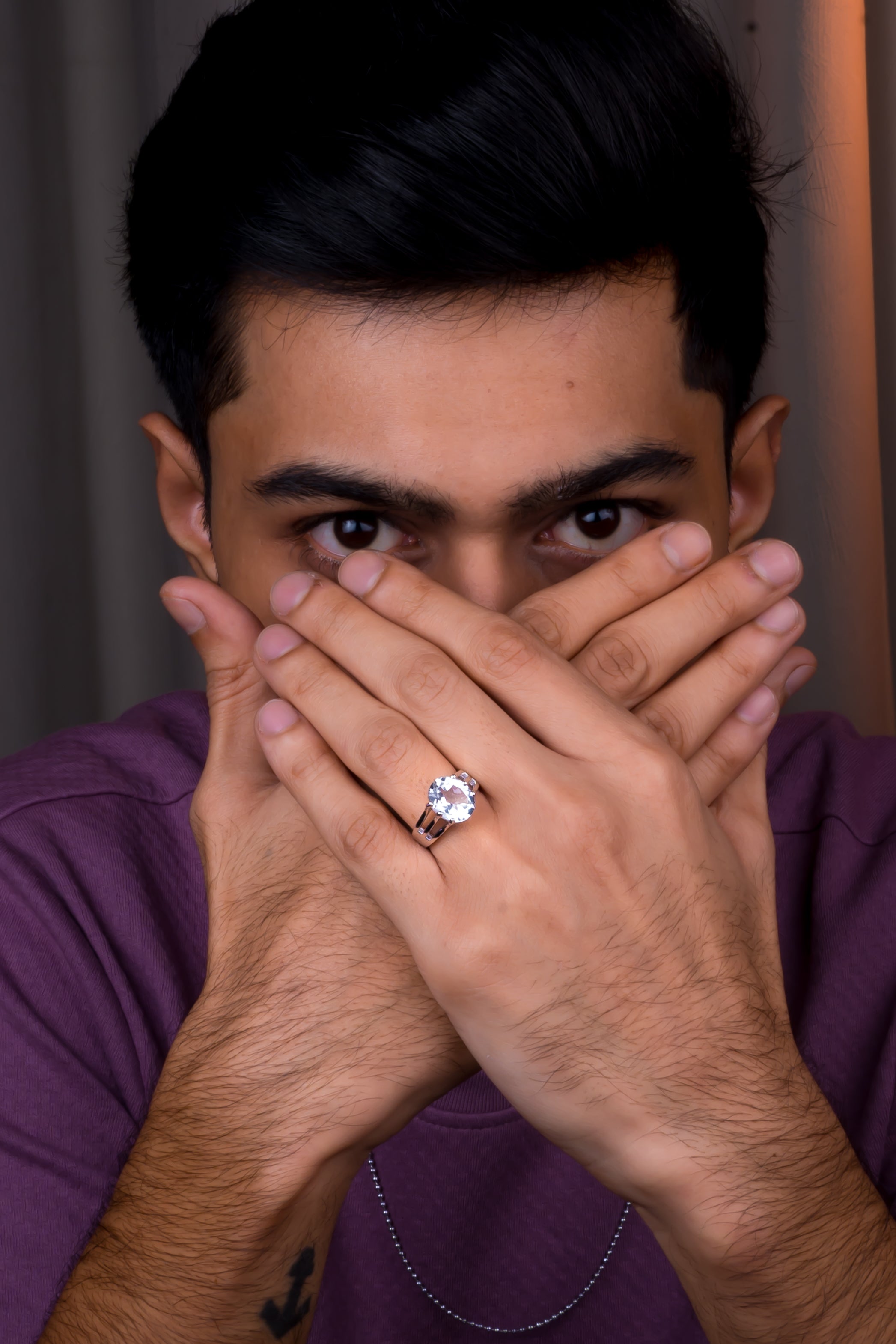 Natural White Topaz 6.20ct (6.82 Ratti) Ring