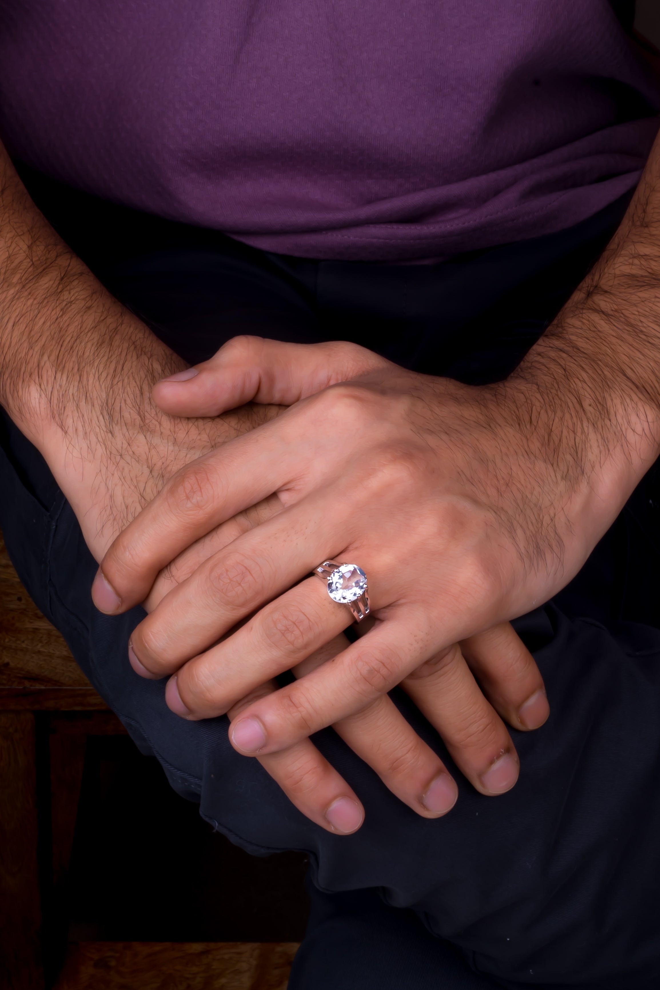 Natural White Topaz 6.20ct (6.82 Ratti) Ring