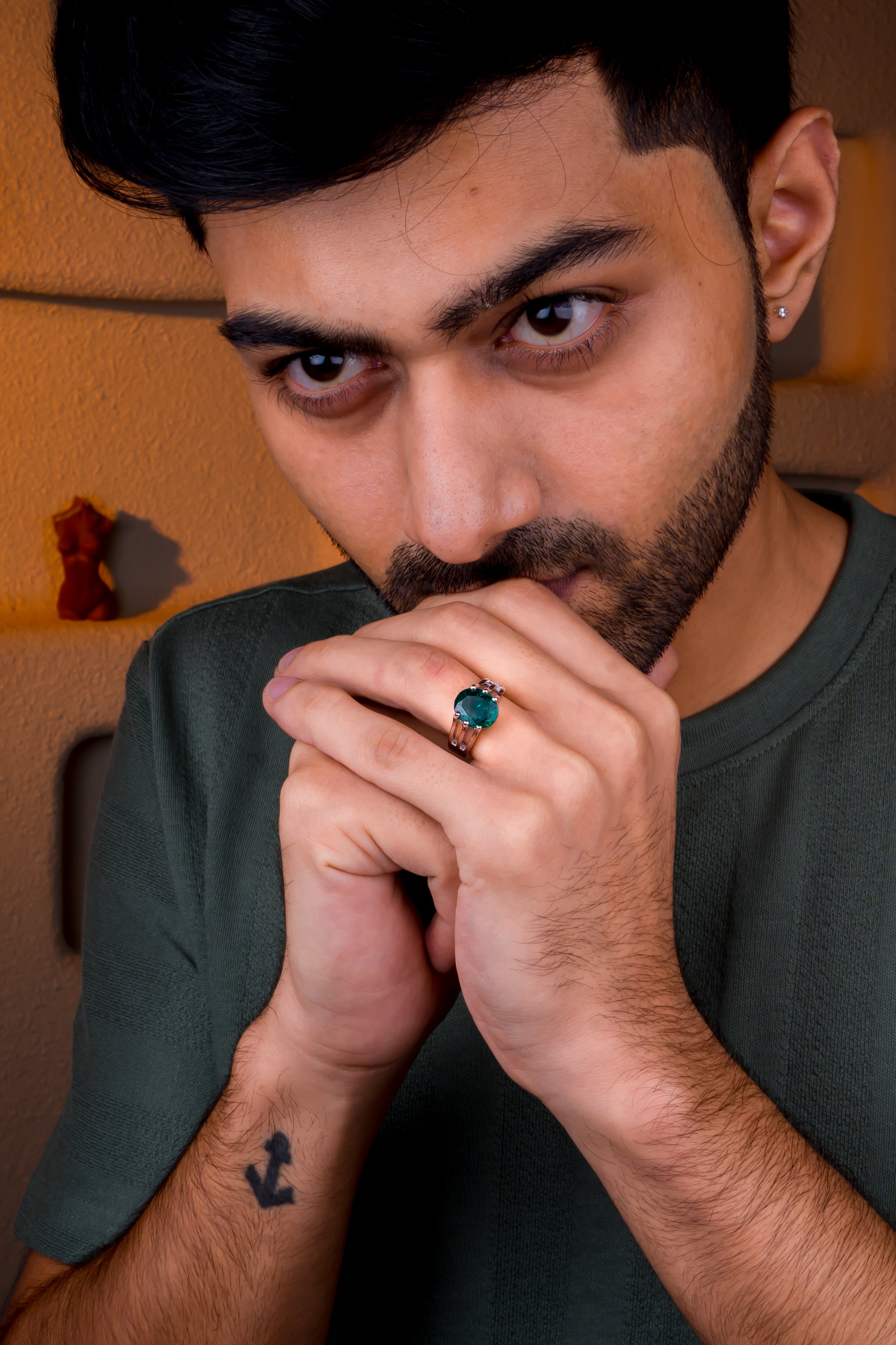 Lab Grown Emerald Ring (5.30 Carat / 5.83 Ratti)