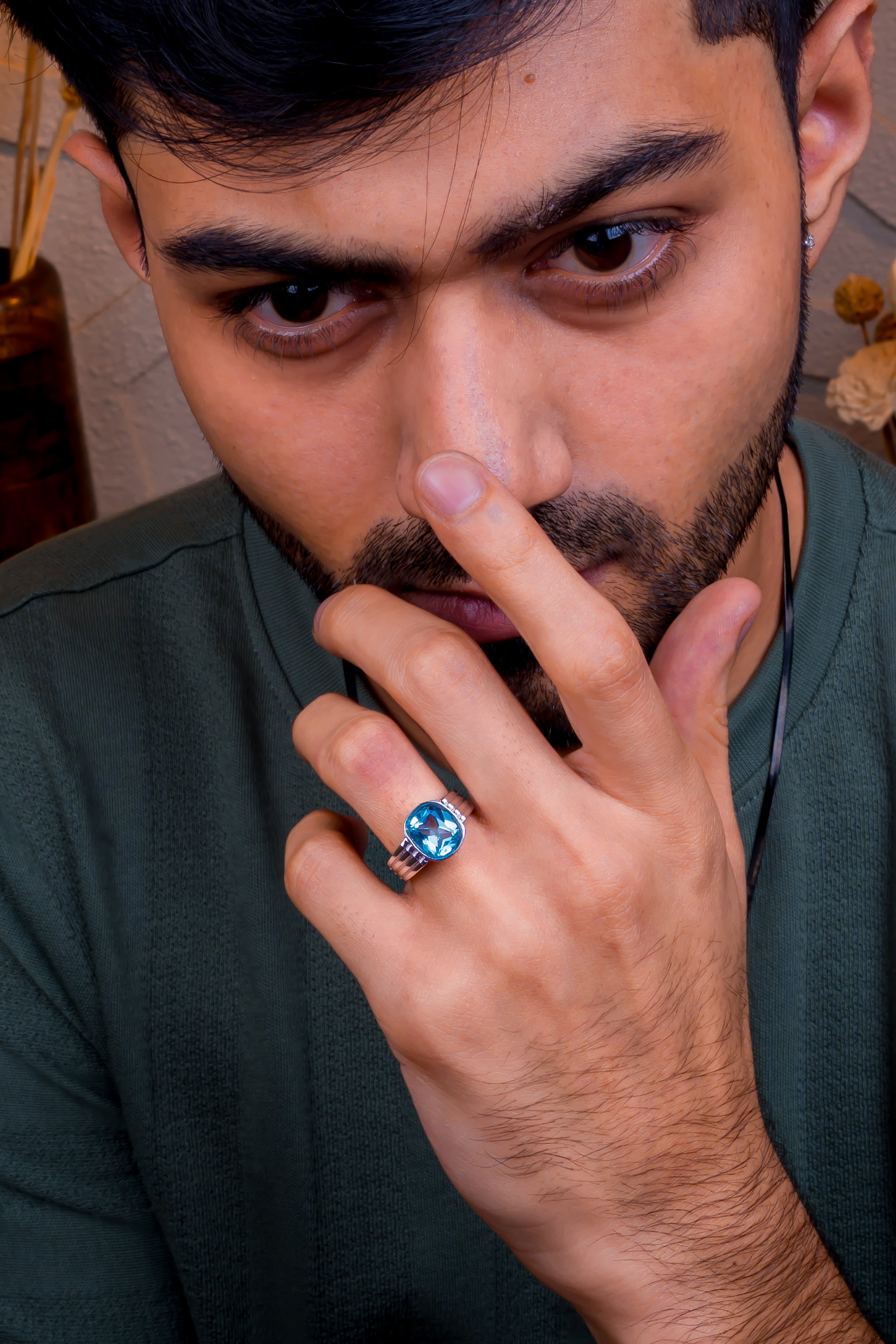 Blue Topaz Ring (4.95 Carat / 5.45 Ratti)