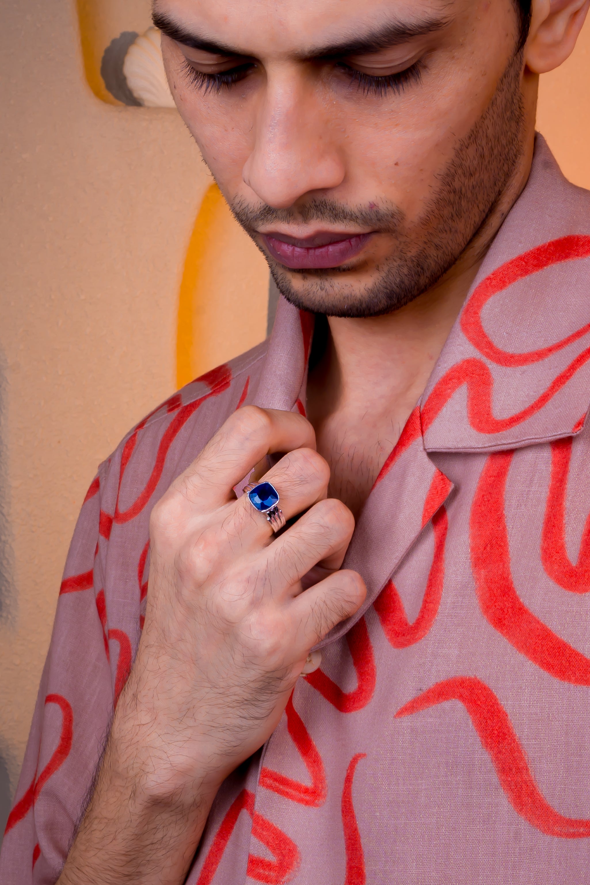 Natural Blue Sapphire(Neelam) 5.25ct(5.78 Ratti) Faceted Cushion Cut Ring